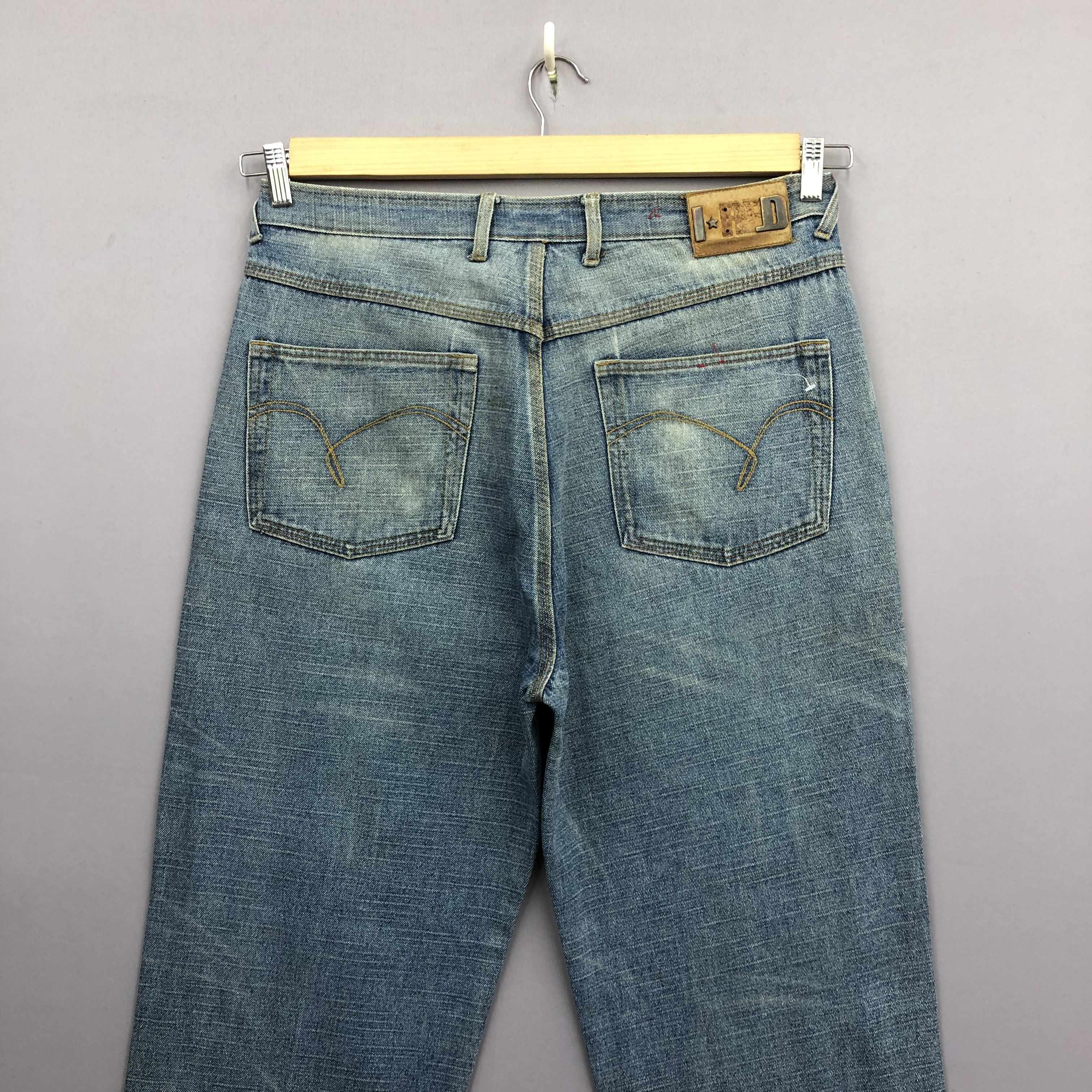 Japanese Brand Crazy Y2K Indigo Red Baggy Jeans Skater JNCO Faded Denim Size US 35 - 4 Thumbnail