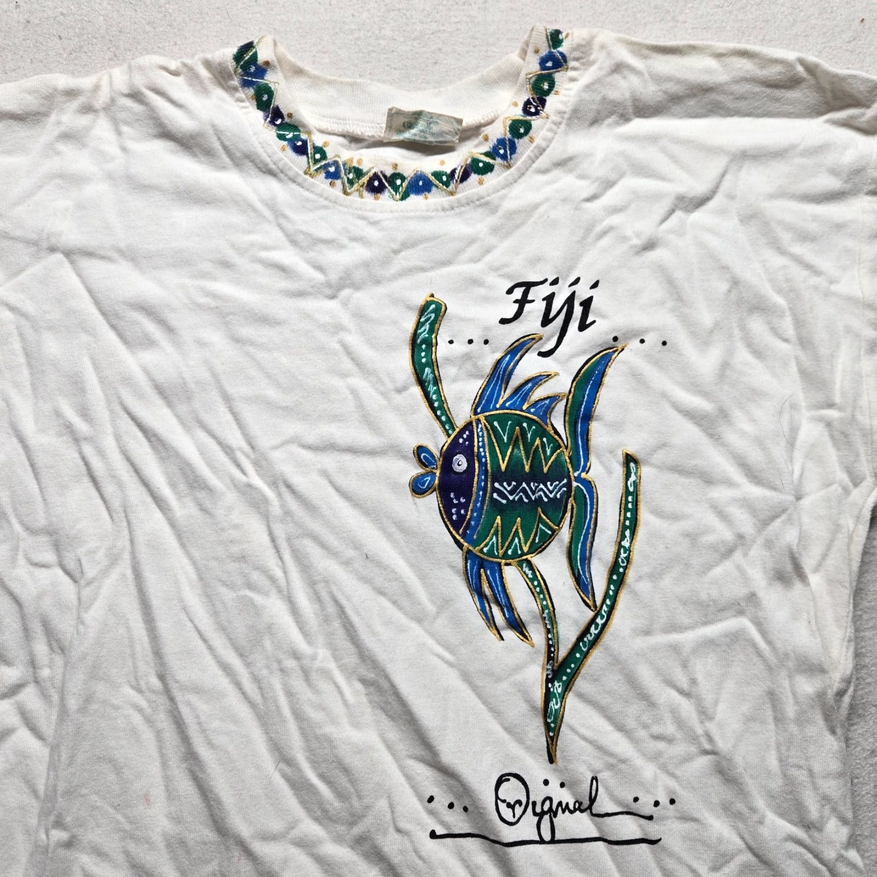 Vintage VINTAGE FUJ Original Shirt Ocean White Short Sleeve Tee T-Shirt Adult S Small L 1990s United States Mens Womens Boys Girls Size US L / EU 52-54 / 3 - 2 Thumbnail
