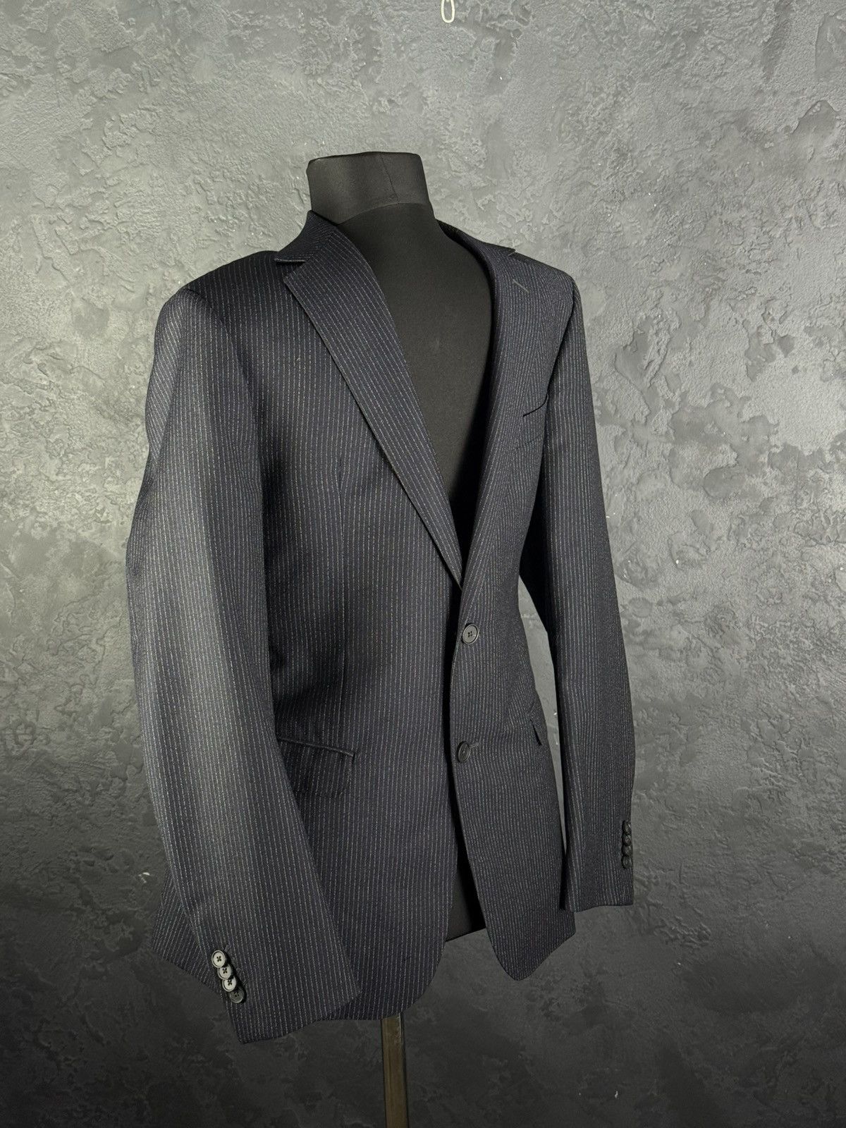 Z Zegna Ermenegildo Z Zegna Navy Striped Wool 2Btn Suit R Drop Deco Size 50R - 8 Thumbnail