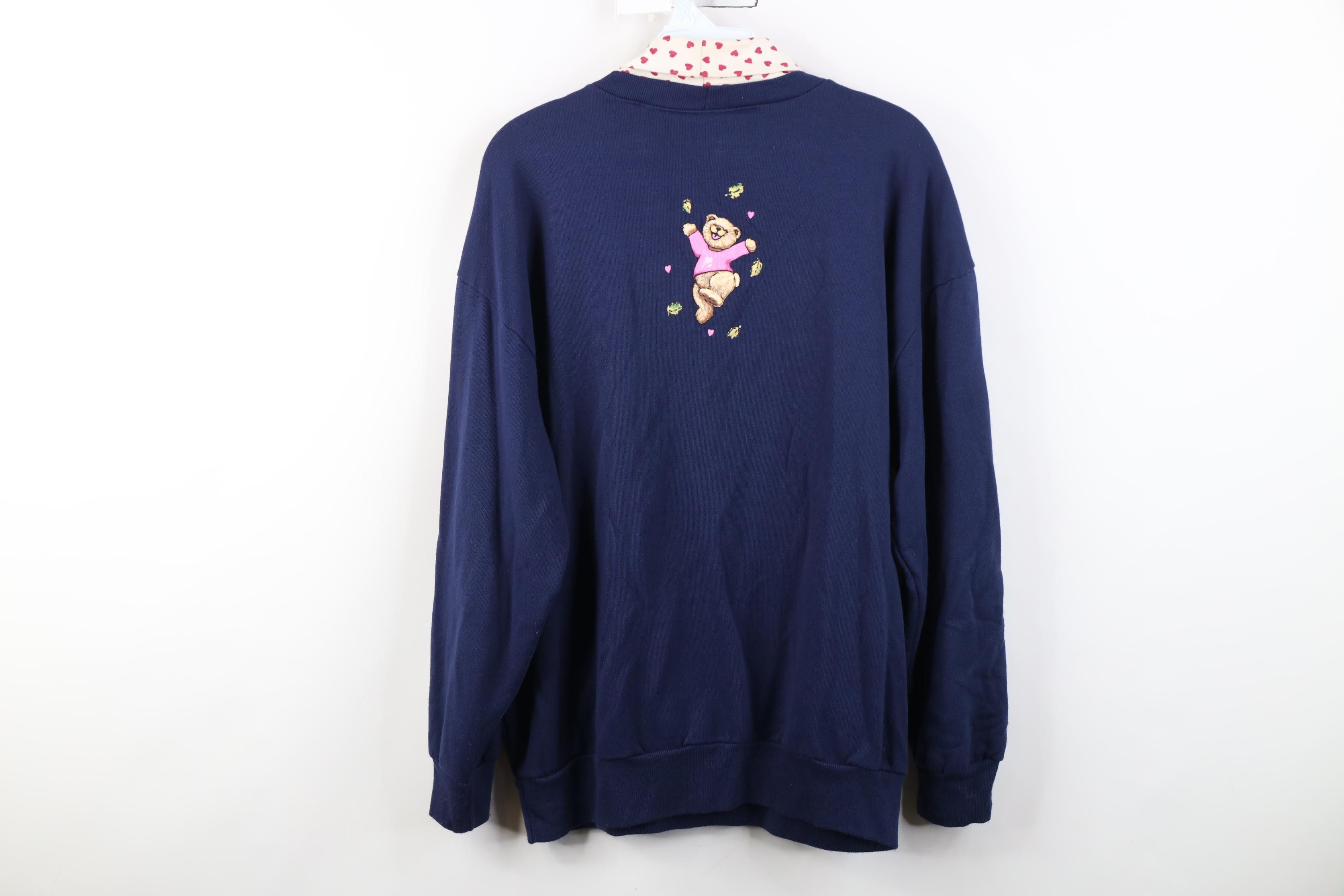 Vintage Vintage 90s Streetwear Bear Turtleneck Sweatshirt Navy Blue Size M / US 6-8 / IT 42-44 - 9 Thumbnail