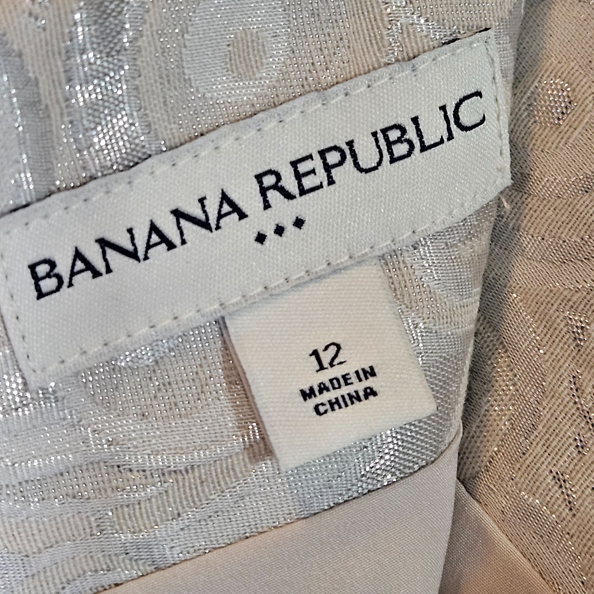Banana Republic VTG Banana Republic Metallic 12 Mini Skirt Brocade Art core Size 34" / US 12 / IT 48 - 3 Thumbnail
