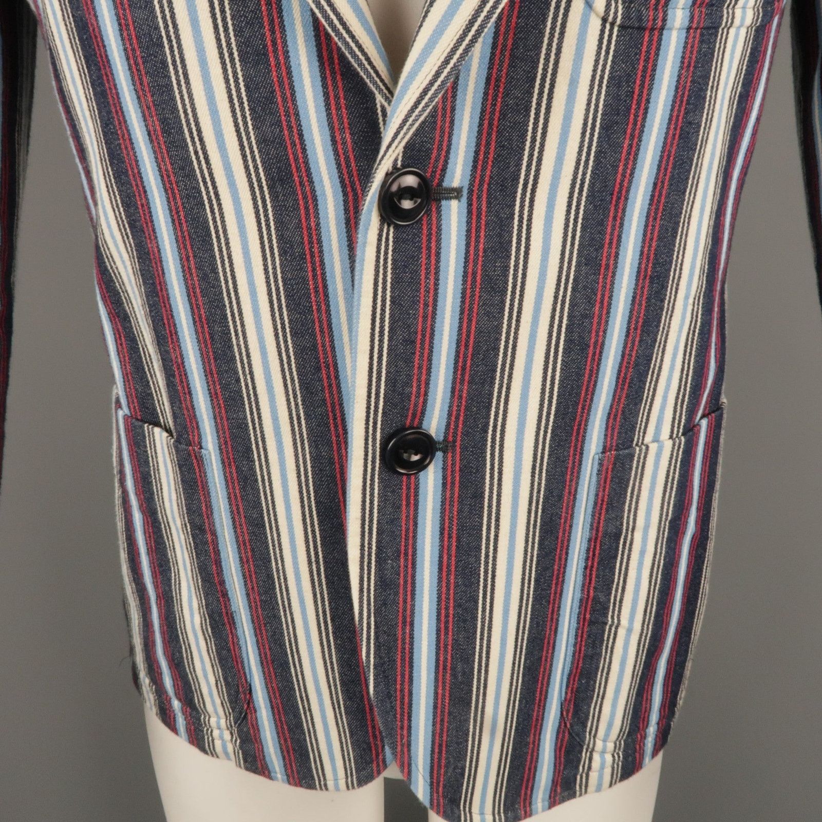 Other The Stylist Japan Size XS Red White & Blue Stripe Cotton Size 34R - 3 Thumbnail