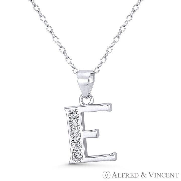 Other Initial Letter "E" CZ Crystal Pendant in .925 Sterling Silve Size ONE SIZE - 1 Preview