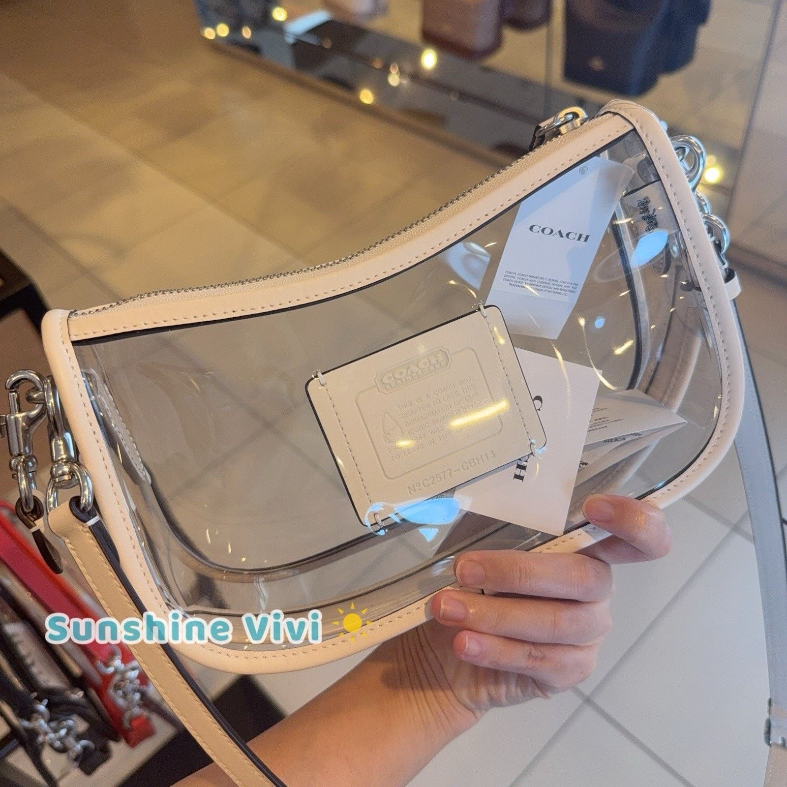 Coach NWT Coach Stadium Swinger Bag Clear Dust Bag CBH13 Chalk Size ONE SIZE - 3 Thumbnail