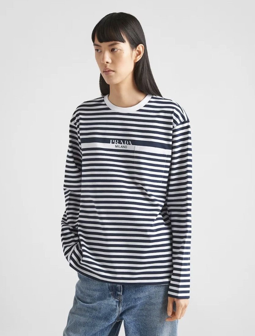 Prada PRADA Long-Sleeve T-Shirt/Top with Logo Size S / US 4 / IT 40 - 1 Thumbnail
