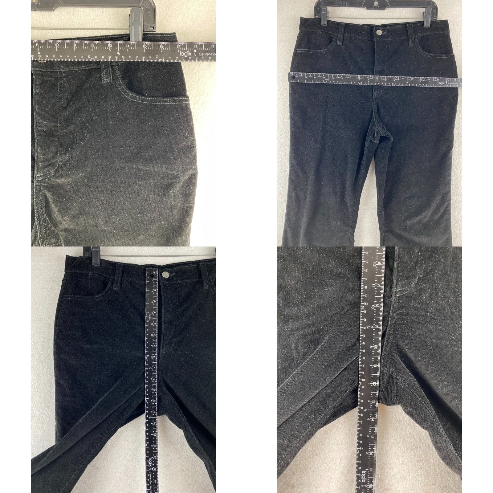NYDJ VINTAGE NYDJ Pants Womens 14P Black Corduroy Bootcut Dark Wash Denim Pockets USA Made Size 36" / US 14 / IT 50 - 8 Thumbnail