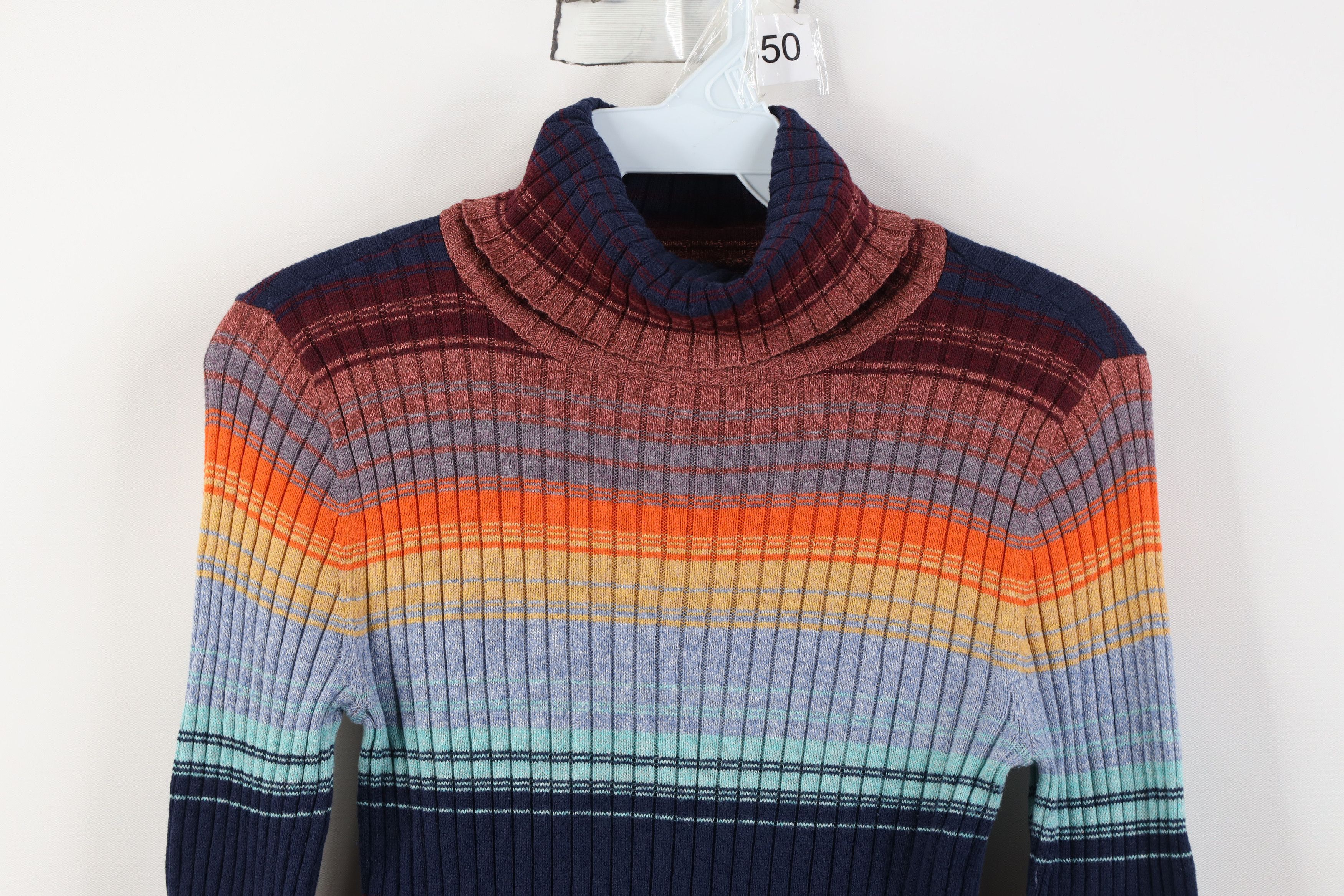 American Eagle Outfitters Vintage Y2K American Eagle Striped Turtleneck Sweater Size M / US 6-8 / IT 42-44 - 2 Thumbnail