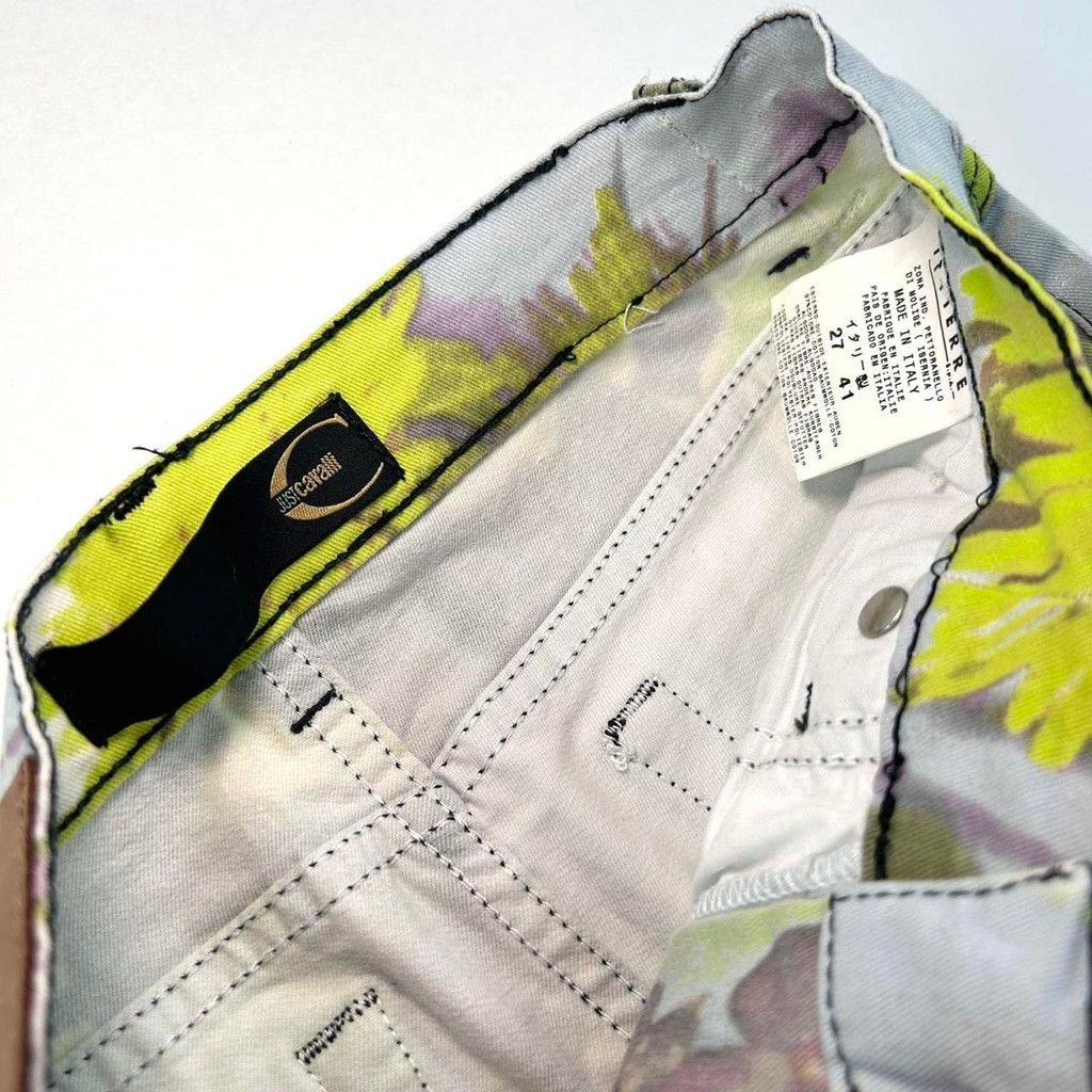Just Cavalli y2k Cavalli yellow and purple floral print cyber style jeans Size 27" / US 4 / IT 40 - 3 Thumbnail