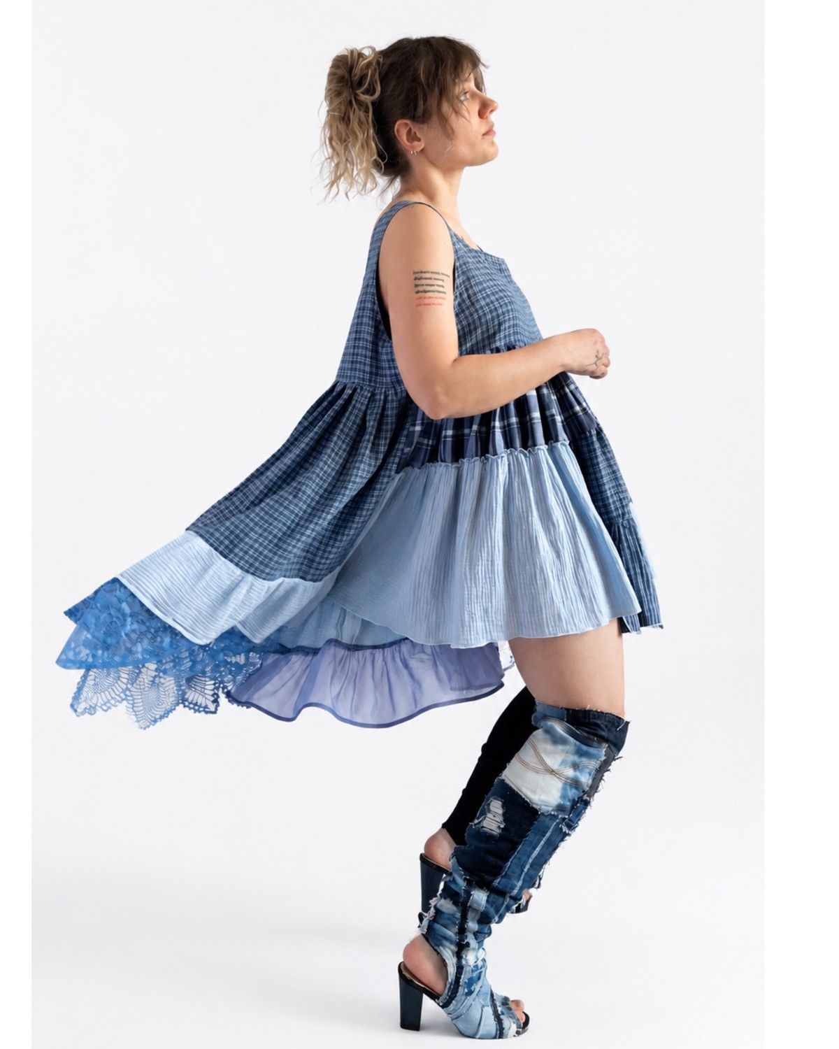 Custommade upcycled ruffle slip dress Size L / US 10 / IT 46 - 5 Thumbnail