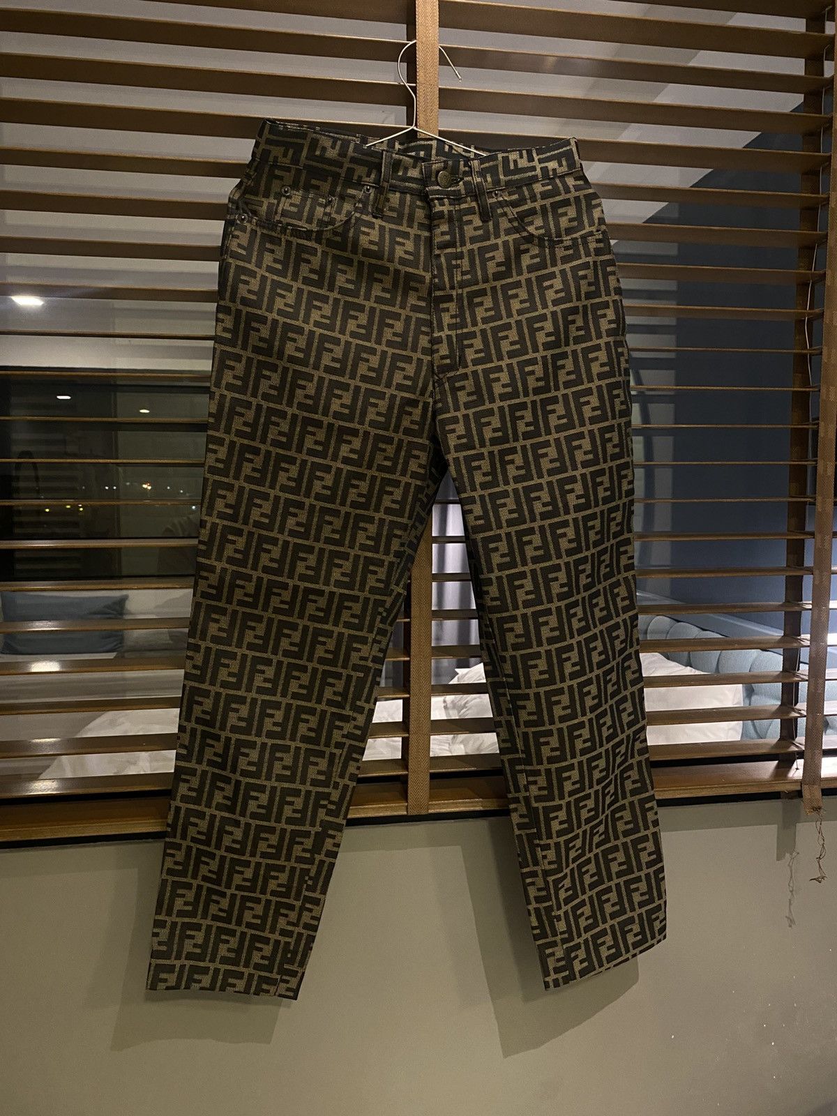 Fendi Fendi 90 Zucca Brown Black FF Logo Monogram High Waist Pants Size 28" / US 6 / IT 42 - 1 Thumbnail
