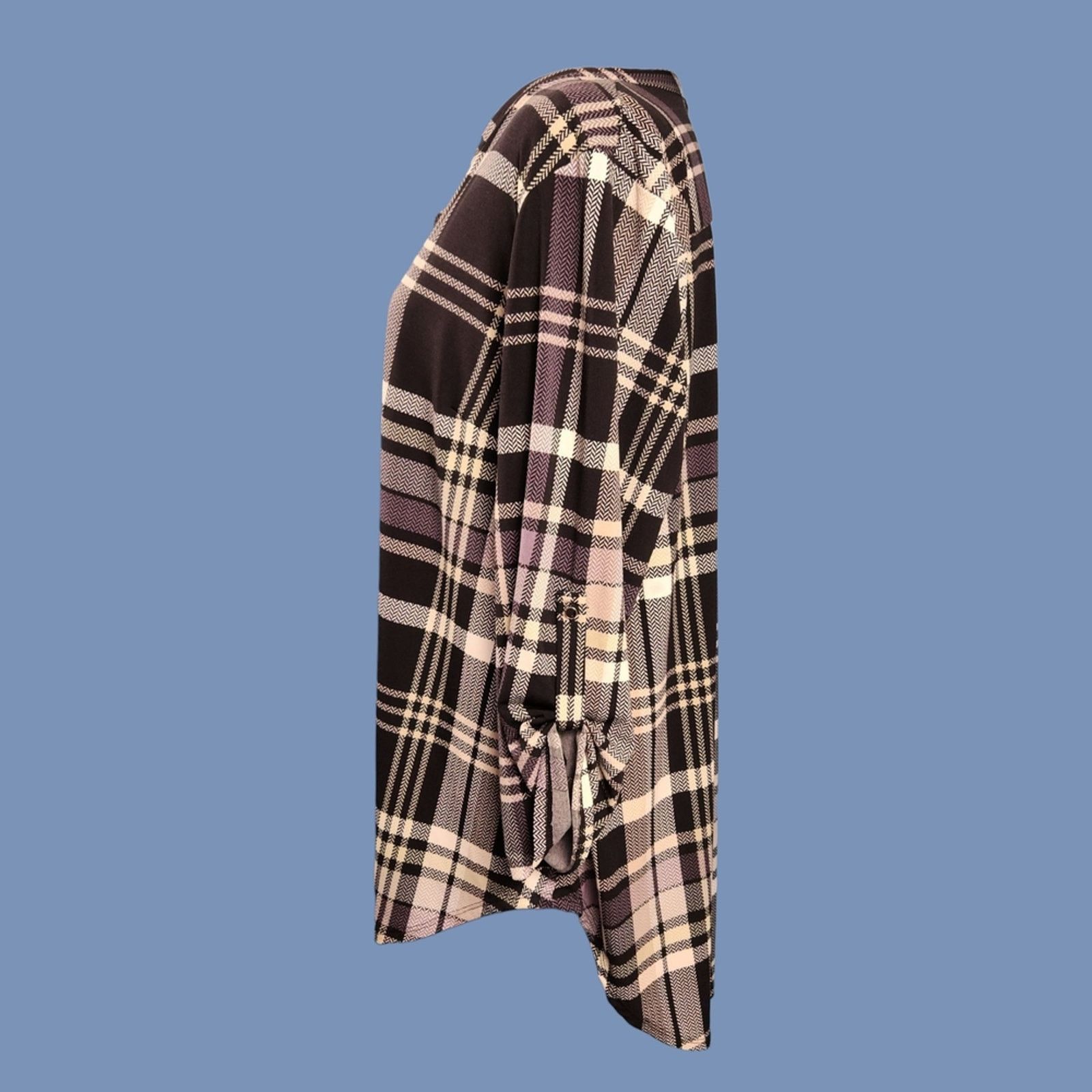 Other Cato Size 18/20W Blouse Black and Cream Plaid Tunic Size XXL / US 16-18 / IT 52-54 - 3 Thumbnail