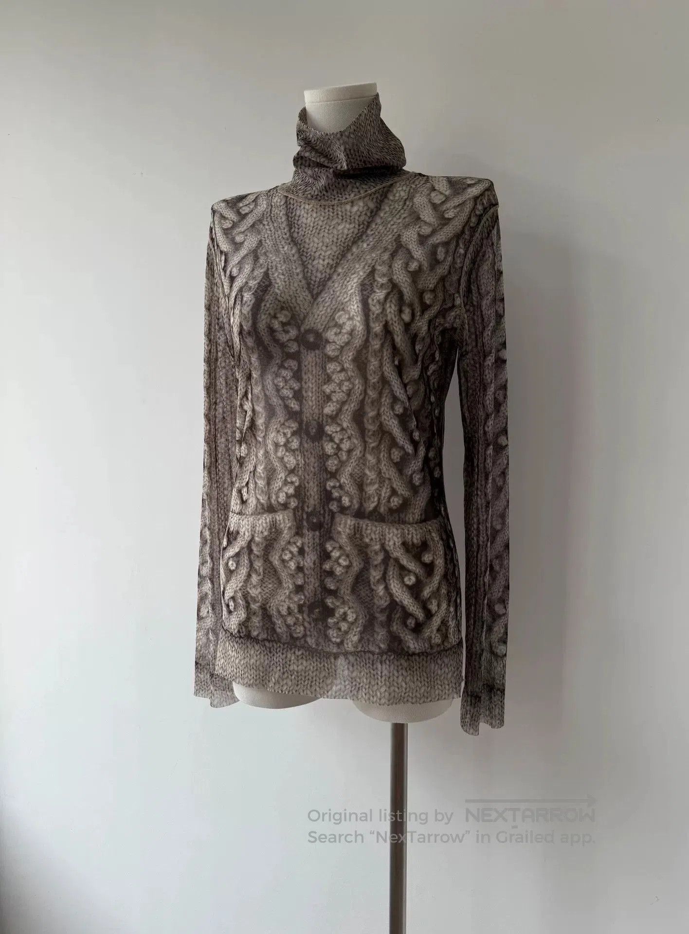 Jean Paul Gaultier Jean Paul Gaultier Sheer Knit High Collar Sweater. Size L / US 10 / IT 46 - 3 Thumbnail