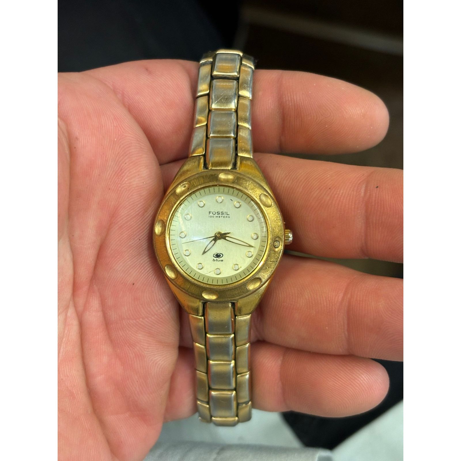 Fossil Vintage Fossil Blue AM-3357 Gold Tone Womens Watch! Size ONE SIZE - 2 Thumbnail