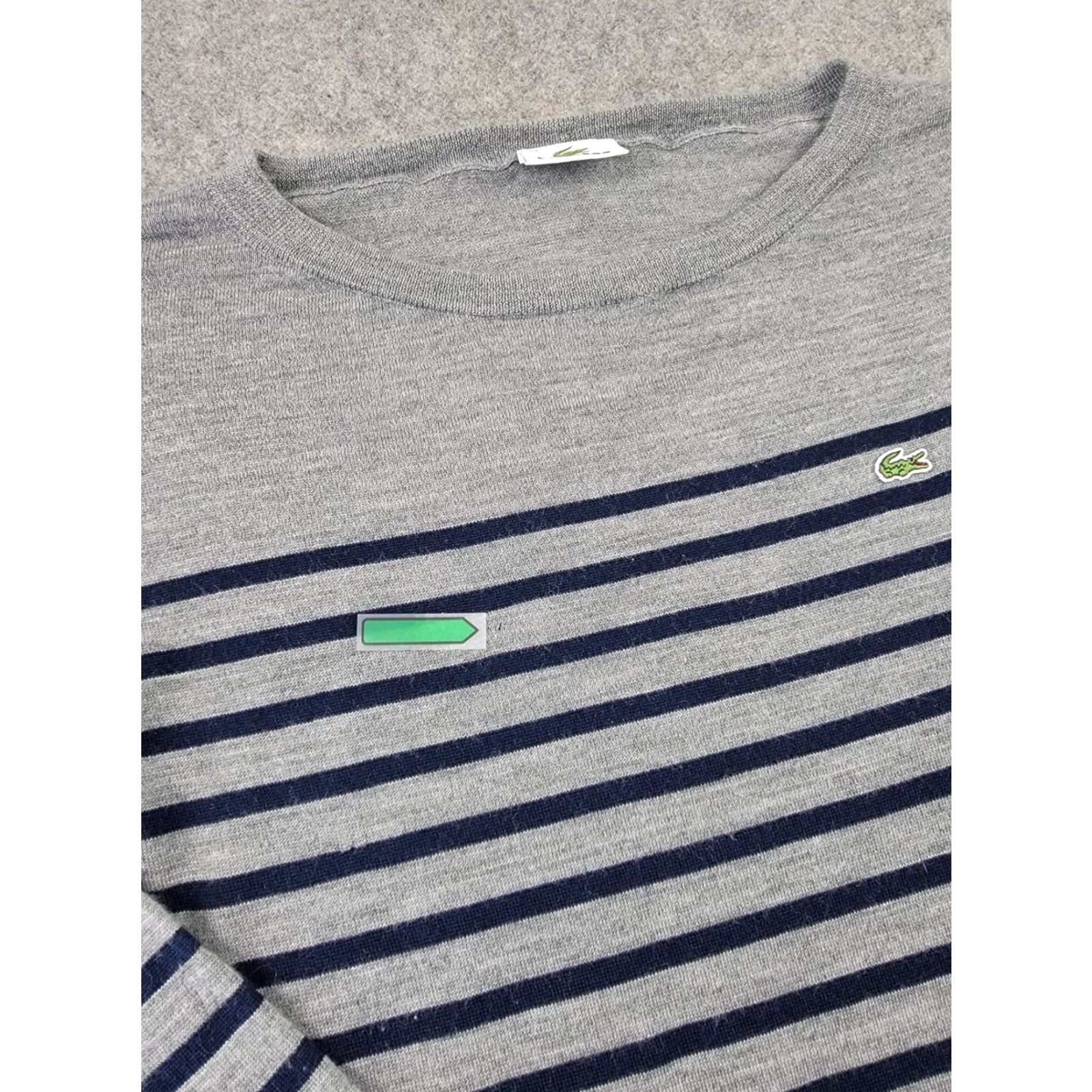 Lacoste VINTAGE Lacoste Sweater Dress Womens 40 Medium Gray Blue Stripe Wool Size M / US 6-8 / IT 42-44 - 7 Thumbnail