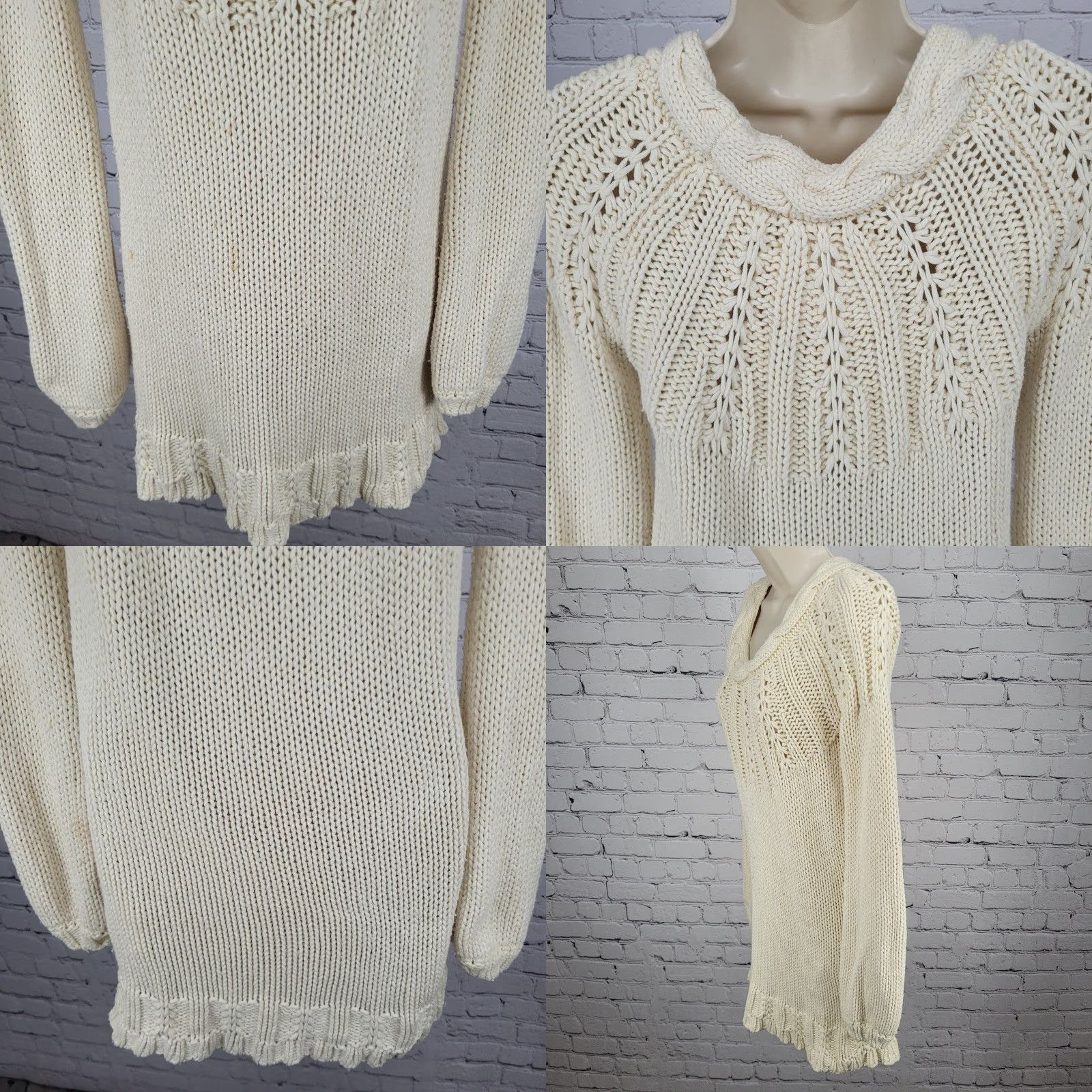 Old Navy VINTAGE Old Navy Ivory Wool Blend Chunky Open Knit Long Sleeve Sweater Dress S Size S / US 4 / IT 40 - 8 Thumbnail