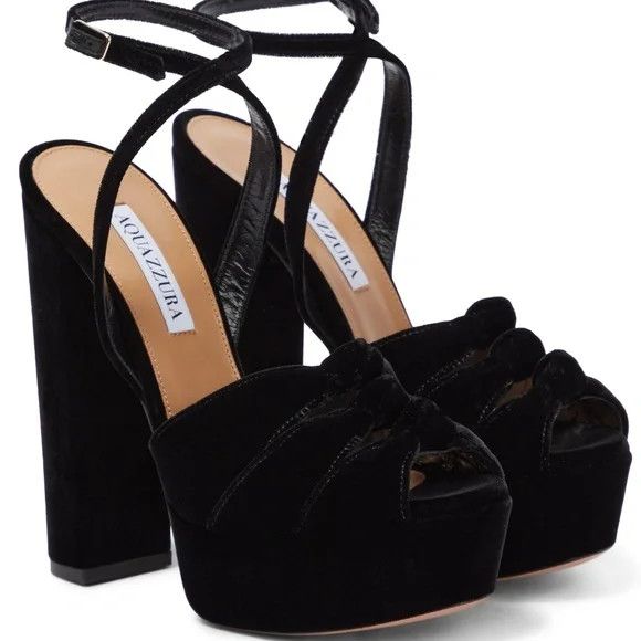 Aquazzura o1srvl11e1024 Platforms in Black Size US 7 / IT 37 - 3 Thumbnail