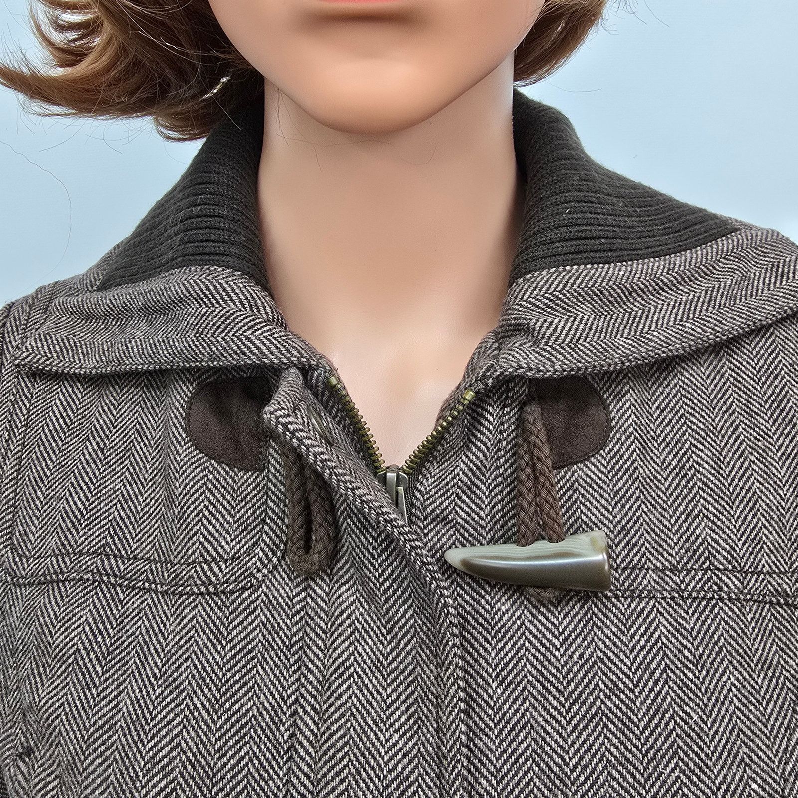 American Eagle Outfitters American Eagle Bomber Jacket Zip Toggle Herringbone Wool ble Size S / US 4 / IT 40 - 5 Thumbnail