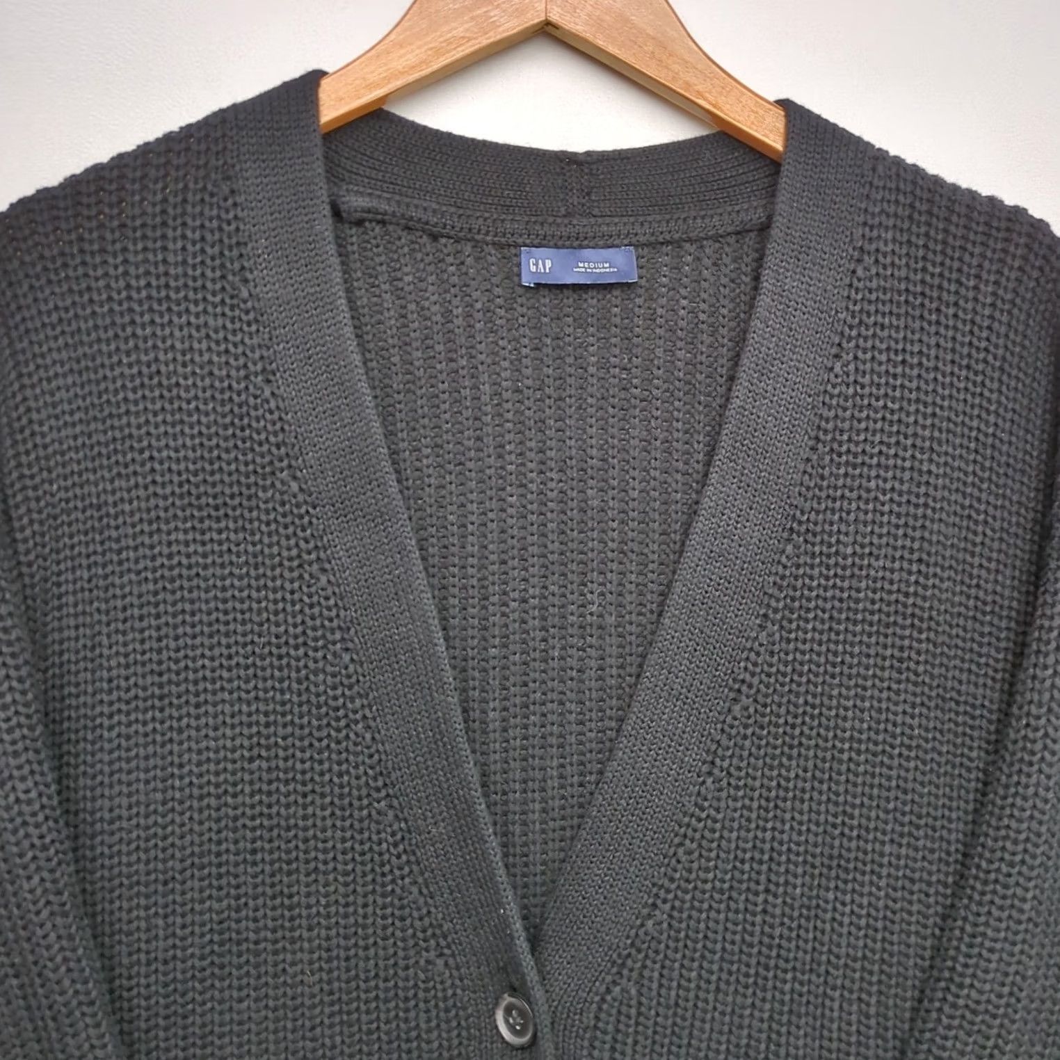 Gap Gap Cardigan Sweater Womens Medium Black Cotton Heavy Academia Button Up Size M / US 6-8 / IT 42-44 - 2 Thumbnail