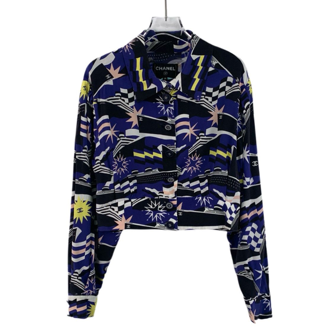Chanel Chanel Multi-color Geometric Pattern Mulberry Silk Shirt Size S / US 4 / IT 40 - 1 Thumbnail
