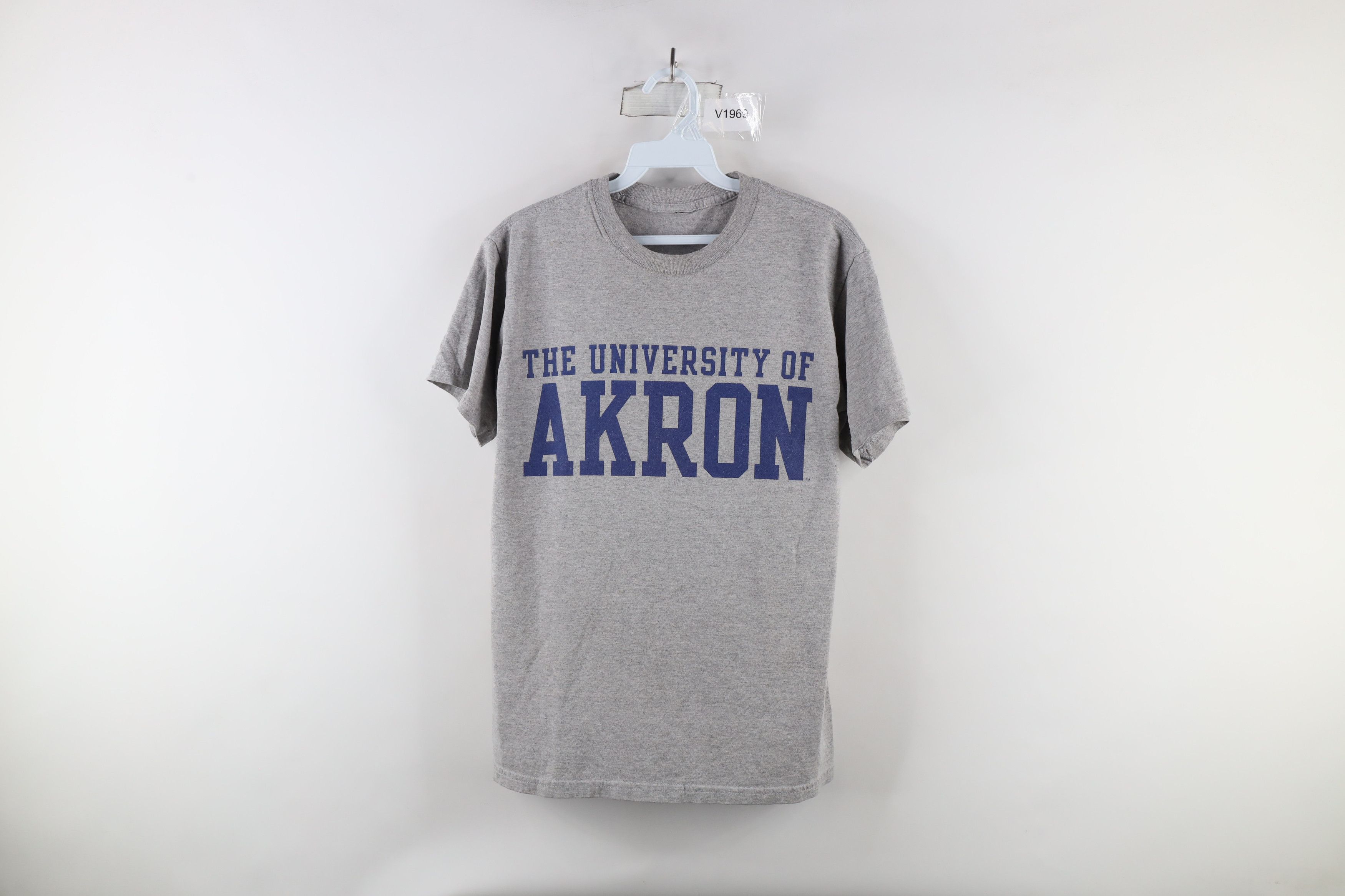 Vintage Vintage 90s Spell Out The University of Akron T-Shirt Gray Size US S / EU 44-46 / 1 - 1 Thumbnail