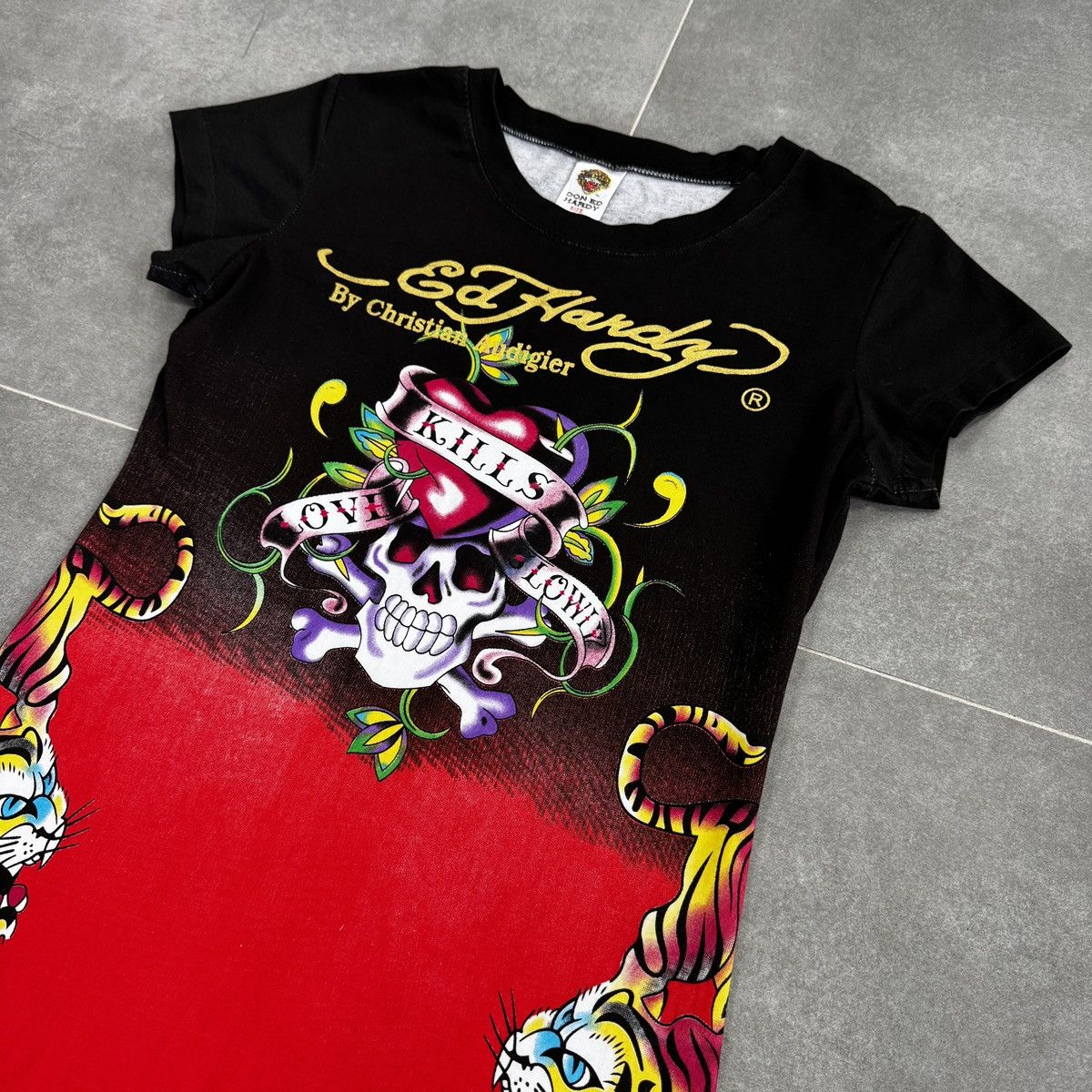 Ed Hardy Ed Hardy By Christian Audigier Tattoo Skulls Roses T-Shirt Size L / US 10 / IT 46 - 6 Thumbnail
