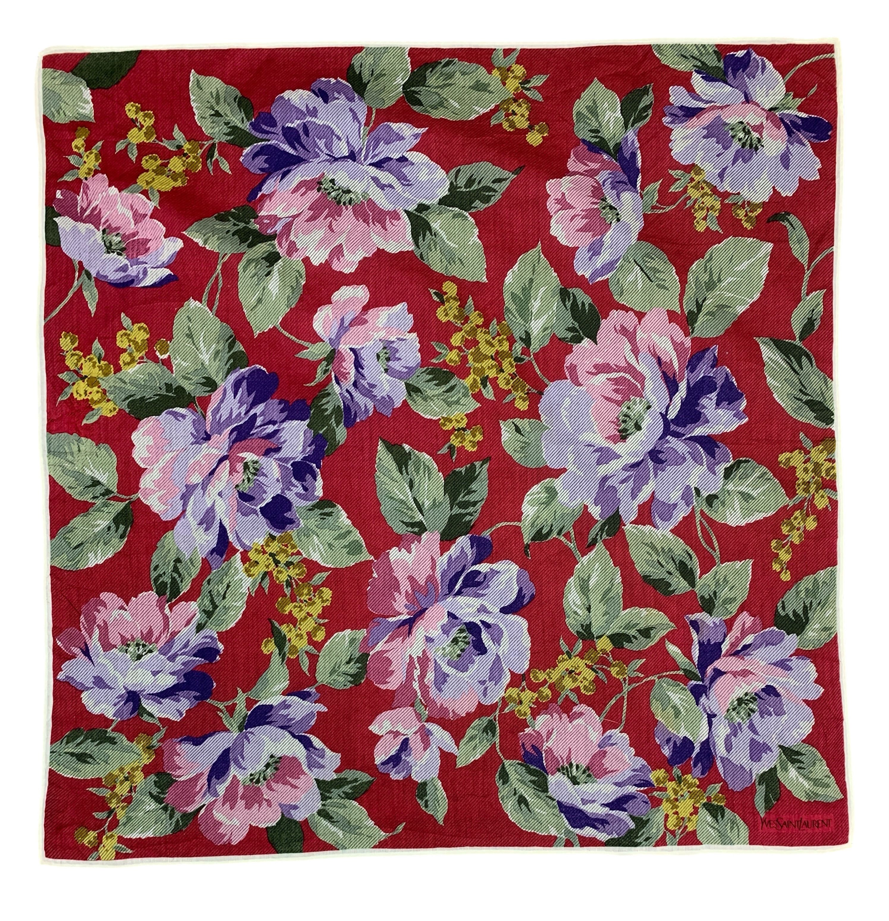 Vintage × Yves Saint Laurent Vintage Yves Saint Laurent Handkerchief Scarf - HKA1002 Size ONE SIZE - 2 Thumbnail