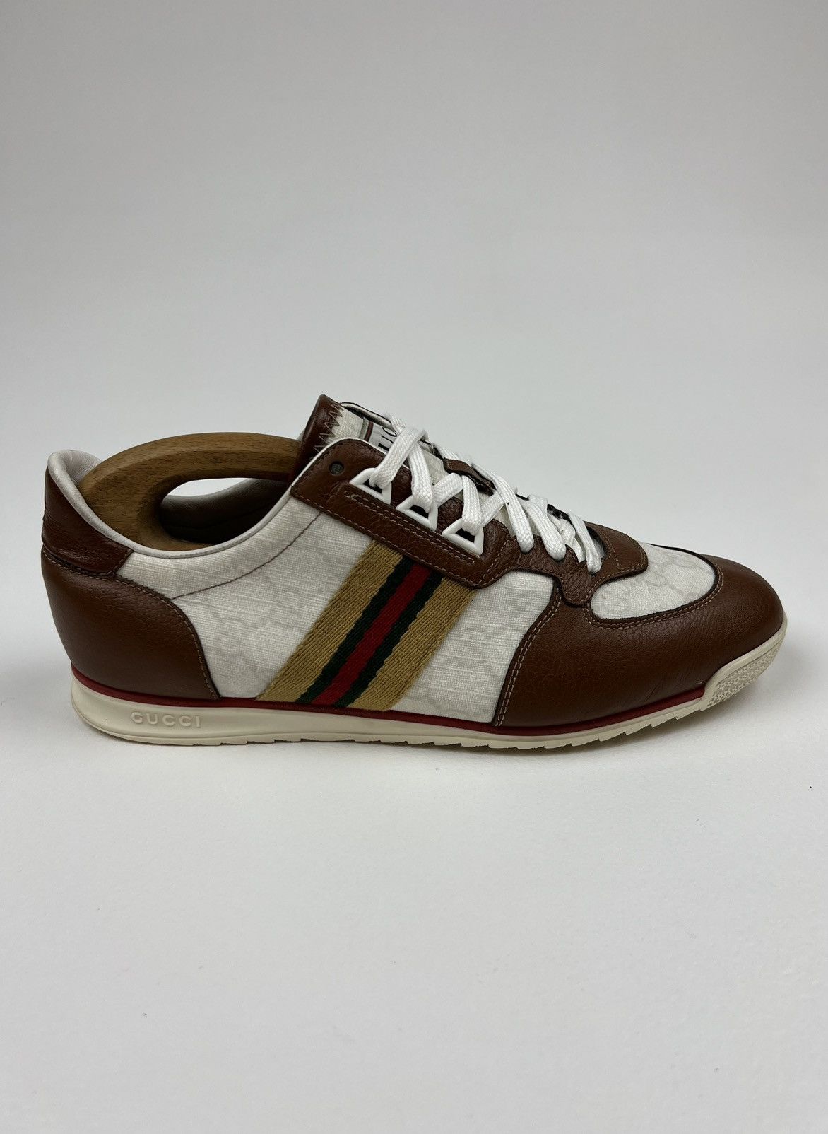Gucci GUCCI Sneakers Low Top Shoes GG Monogram Web Stripe White Size US 7.5 / EU 40-41 - 5 Thumbnail