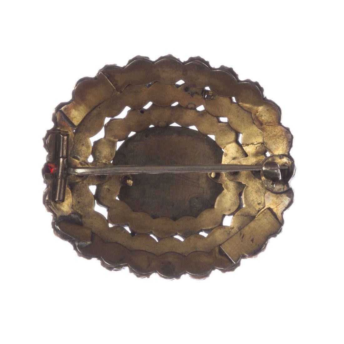 Designer Gold Gilt Bohemian Red Garnet Cabochon and Rose Cut Garnet Size ONE SIZE - 5 Thumbnail