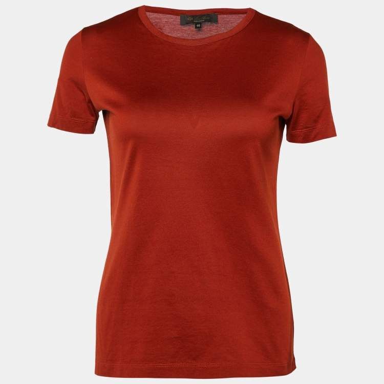 Loro Piana Loro Piana 2 Women T- Shirt Burnt Orange Cotton Knit Size 40 Size S / US 4 / IT 40 - 2 Thumbnail