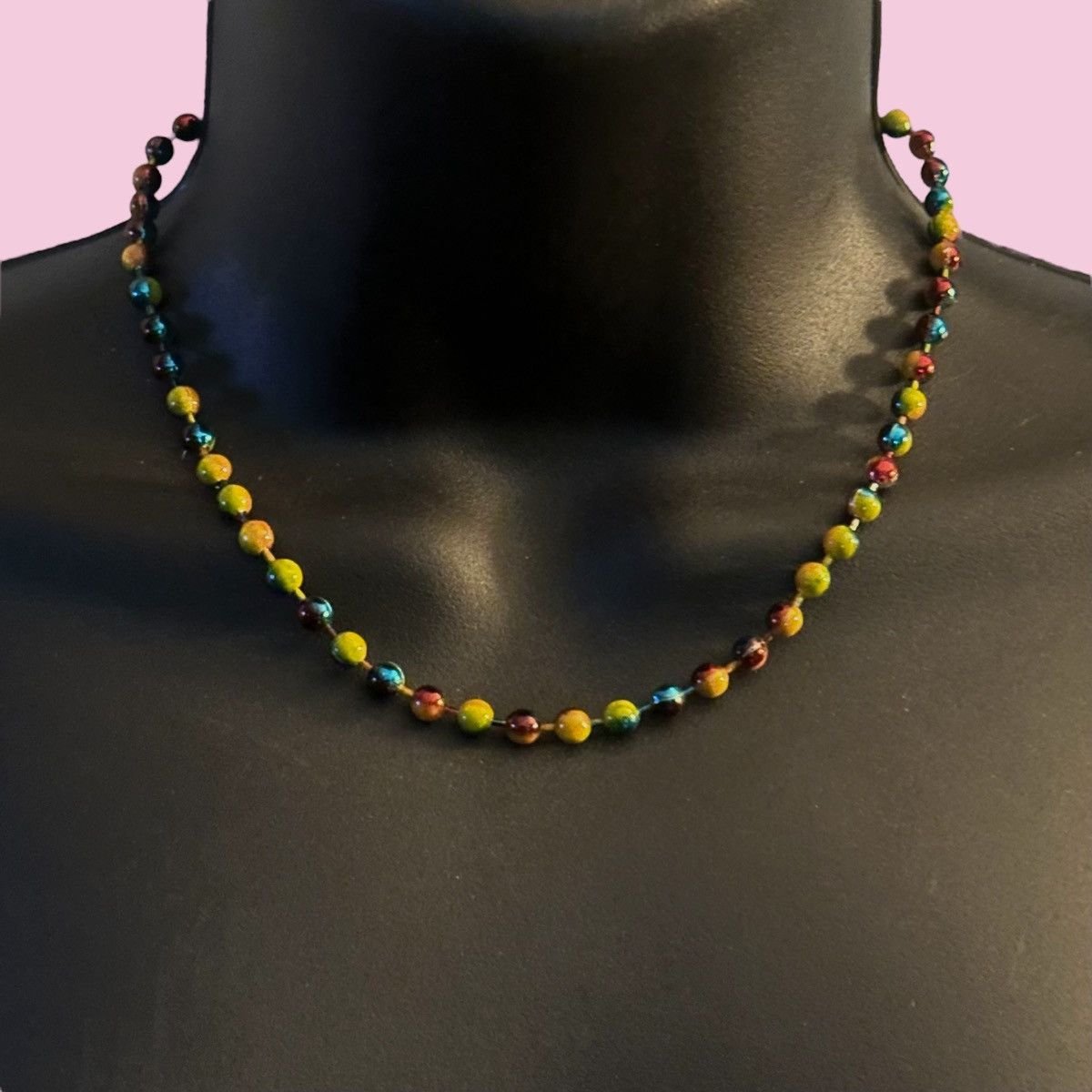 Other Multi color enamel coated bead chain necklaceh Size ONE SIZE - 1 Thumbnail