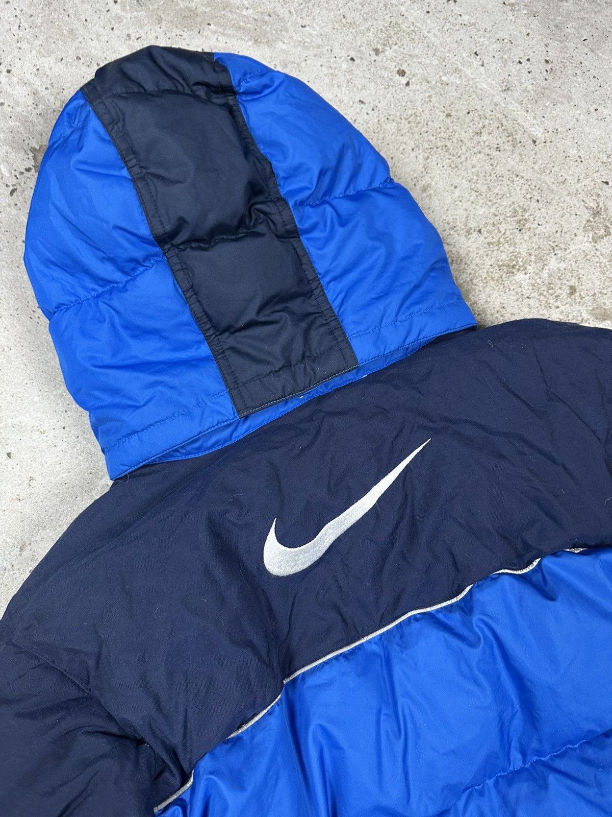 Nike × Vintage Vintage Y2K Nike Blue Down Puffer Hooded Jacket Swoosh Big Size US S / EU 44-46 / 1 - 14 Thumbnail