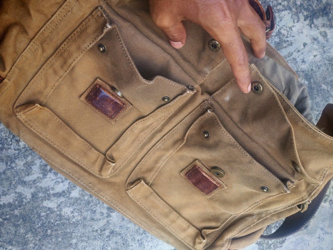 Japanese Brand Back Number Canvas Leather Messenger Belstaff Vibe Size ONE SIZE - 5 Thumbnail