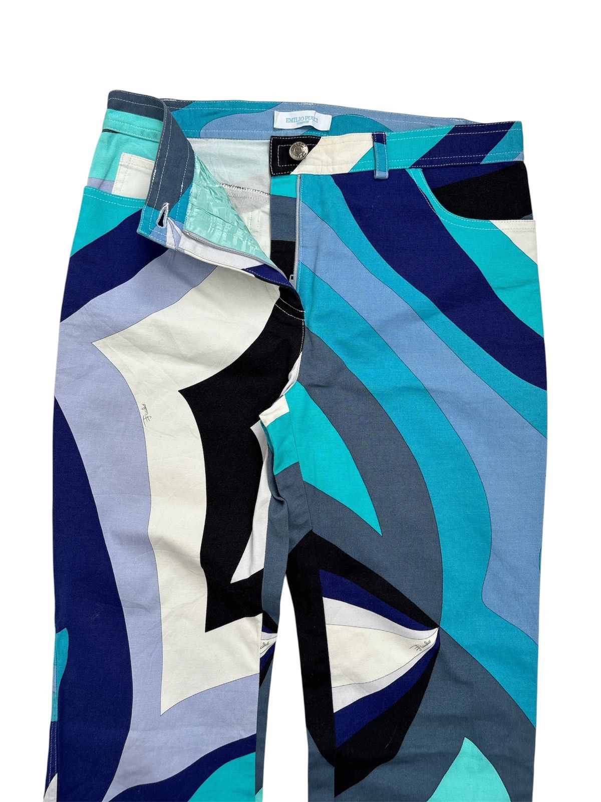 Emilio Pucci Y2K Abstract Print Flare Pants Size 28" / US 6 / IT 42 - 2 Thumbnail