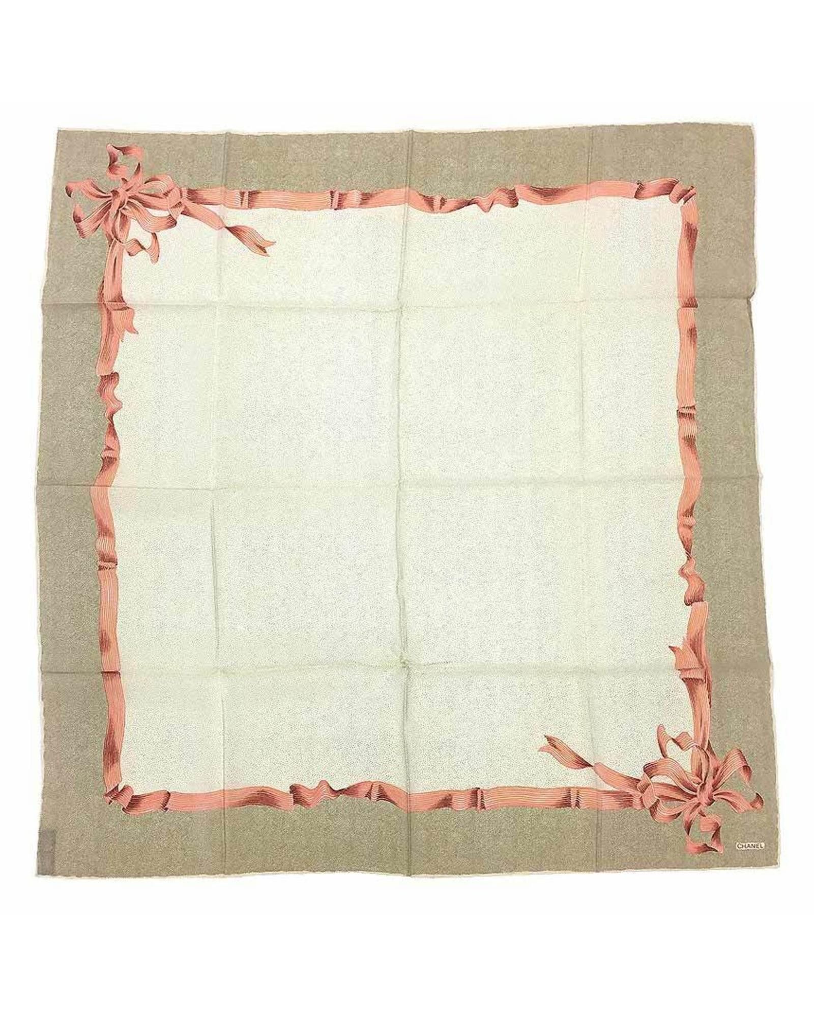 image of Chanel Beige And Pink Silk Scarf, Women's
