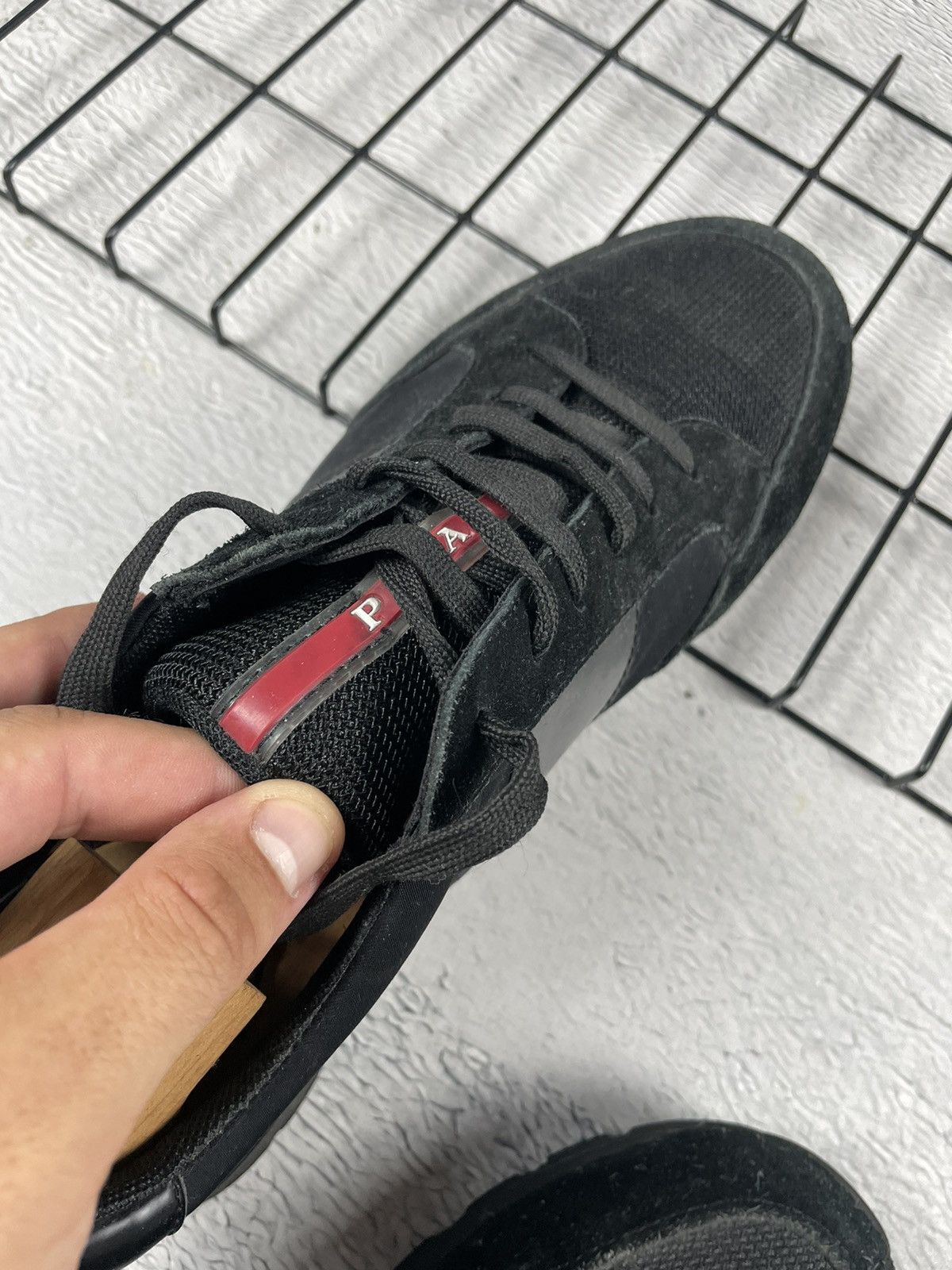 Prada × Vintage Prada Match Race Sneakers 44 Black Suede Shoes Size US 10.5 / EU 43-44 - 8 Thumbnail