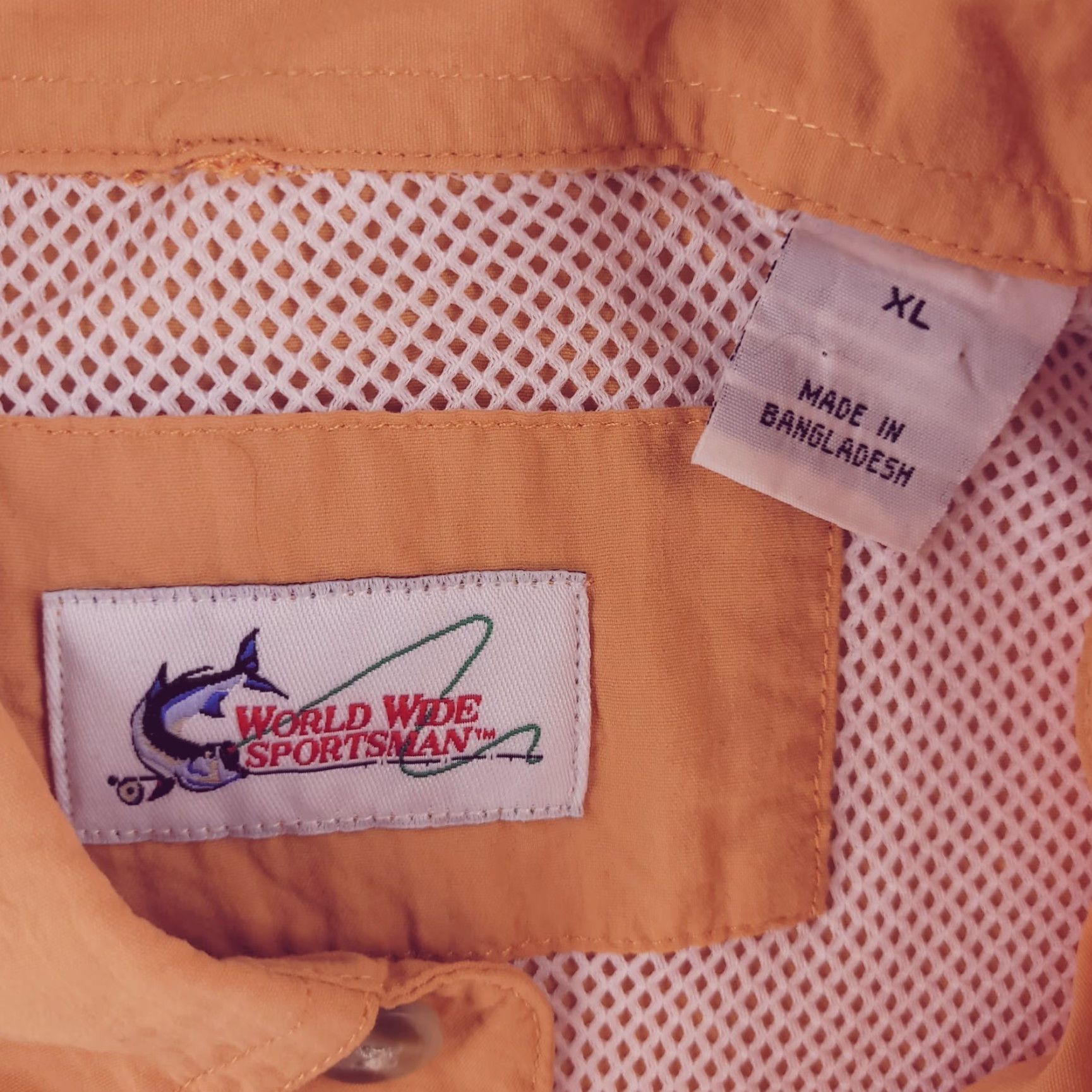 Vintage World Wide Sportsman Shirt Mens XL Orange Nylon Short Sleeve Button-Up Vintage: No Size US XL / EU 56 / 4 - 3 Thumbnail