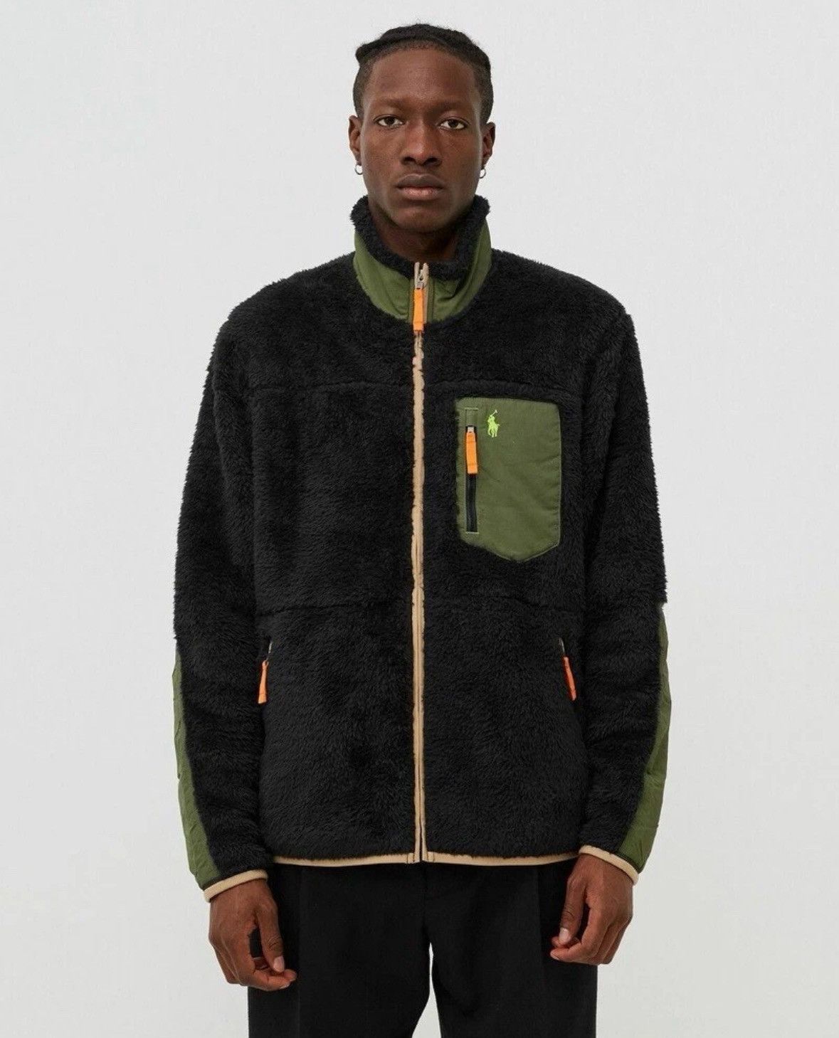 Polo Ralph Lauren Polo Ralph Lauren Curl Sherpa Pile Olive Green Fleece Jacket Size US XXL / EU 58 / 5 - 3 Thumbnail