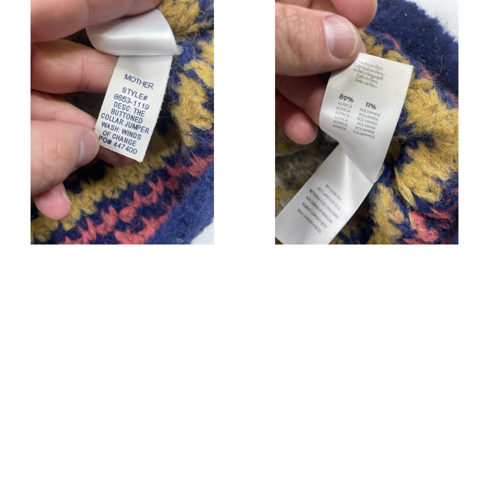 MOTHER MOTHER Sweater Womens Collared Button Alpaca Striped XS Multicolor Pullover Winds Of Change 90s? Size XS / US 0-2 / IT 36-38 - 8 Thumbnail
