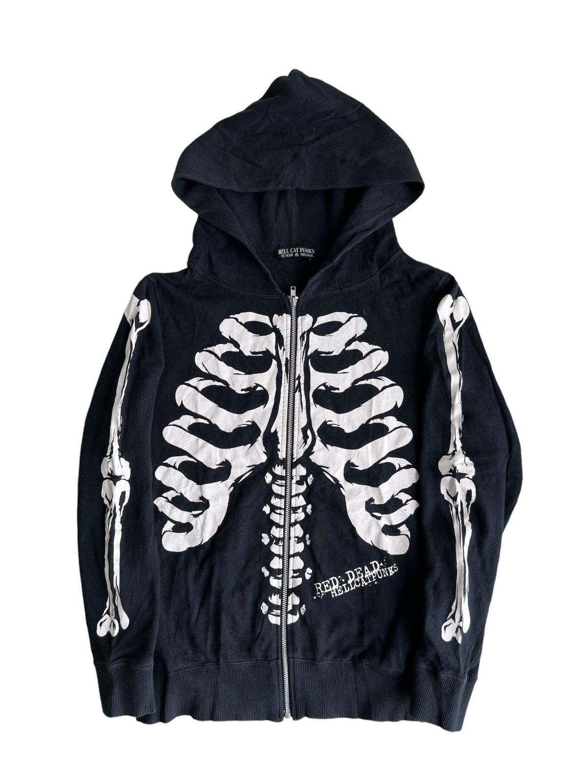 Skulls 1990s Hell Cat Punks 🇯🇵 3D Skeleton Skulls Full Zipper Hoodie ...