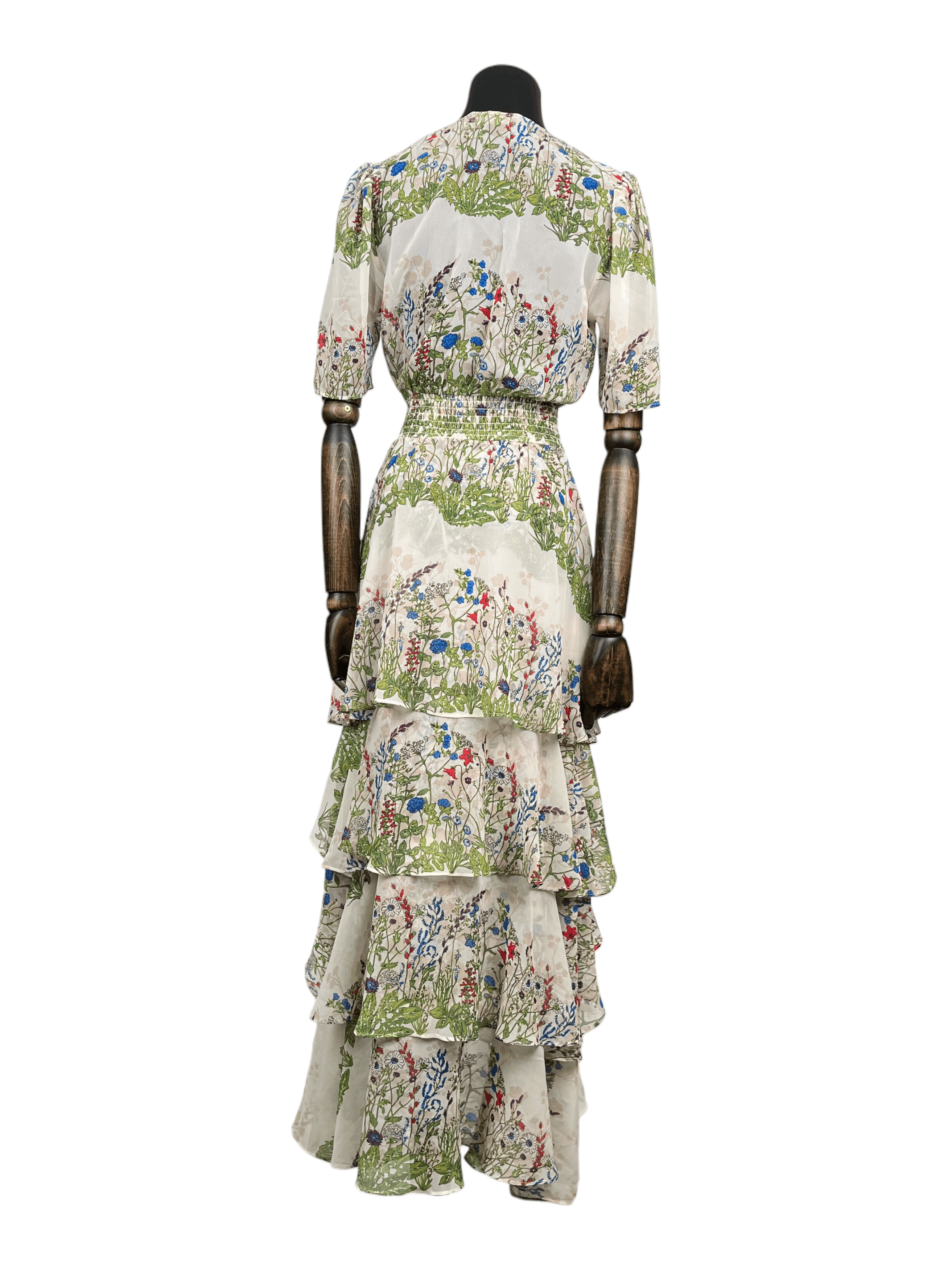 Maje Botanical Print Long Ruffled Dress Size XXS / US 00 / IT 34 - 2 Thumbnail