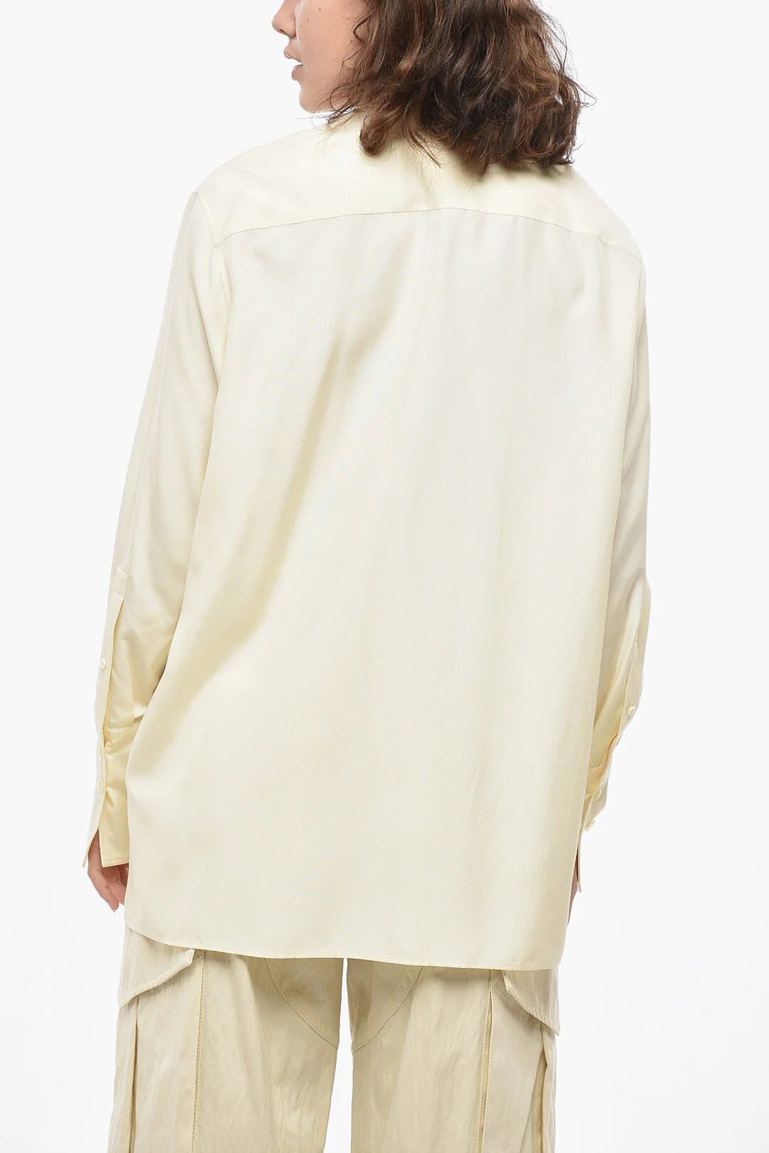 Givenchy og1mm0326 Silk Tie-Neck Blouse in Yellow Size M / US 6-8 / IT 42-44 - 2 Thumbnail