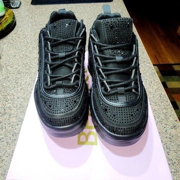 Other Ultra Cush Dazzle Black Rhinestone Comfy Platform Fashion Pa Size US 8 / IT 38 - 4 Thumbnail