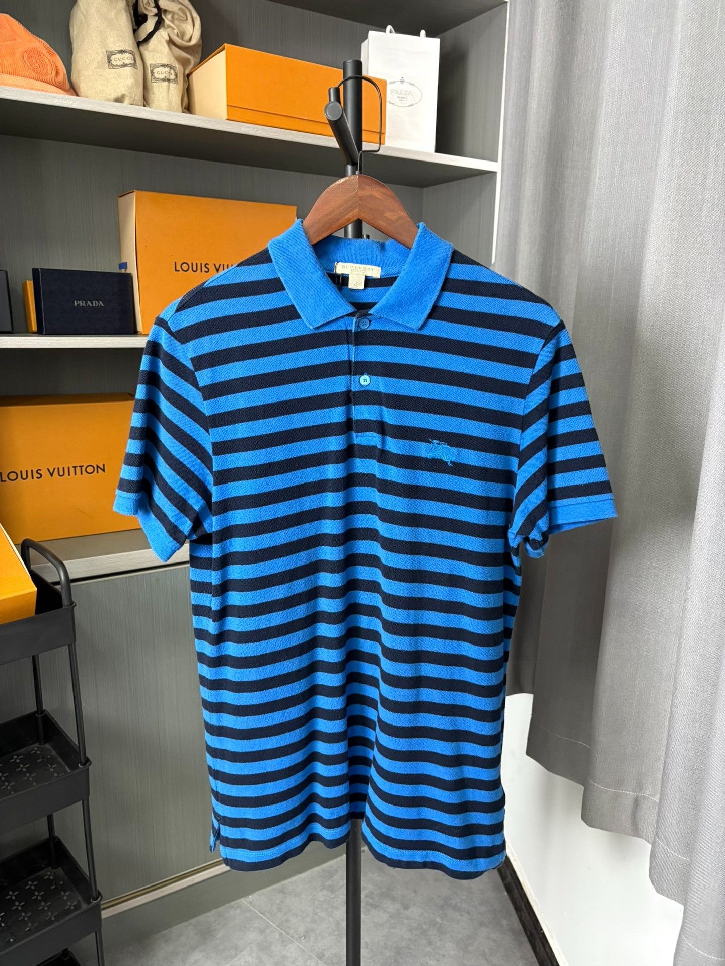 Burberry Burberry Striped Blue Polo M Men Size US M / EU 48-50 / 2 - 1 Thumbnail