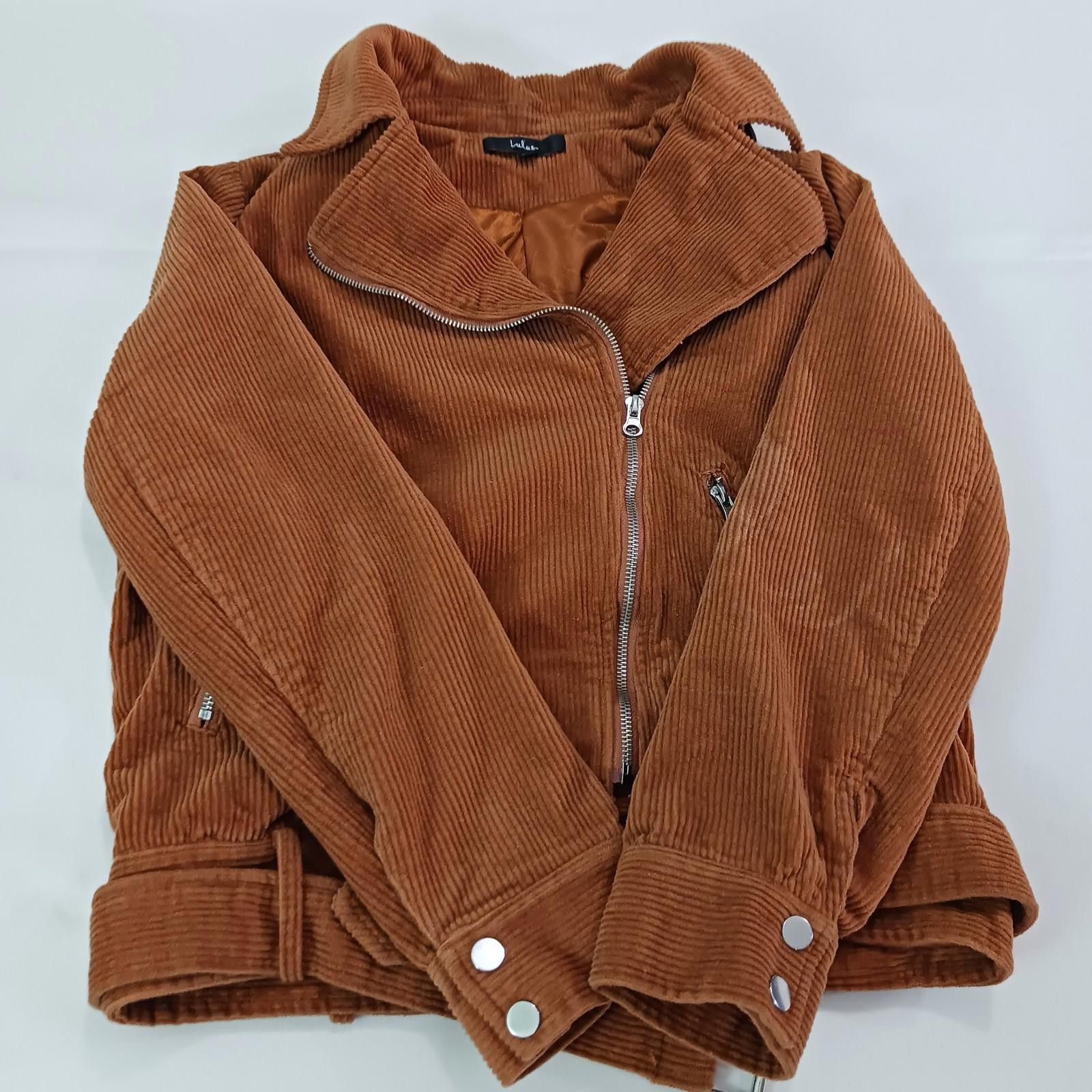Lulus Lulus JKT1133 Women's Brown Cotton Full Zip Belted Jacket M Size M / US 6-8 / IT 42-44 - 1 Thumbnail