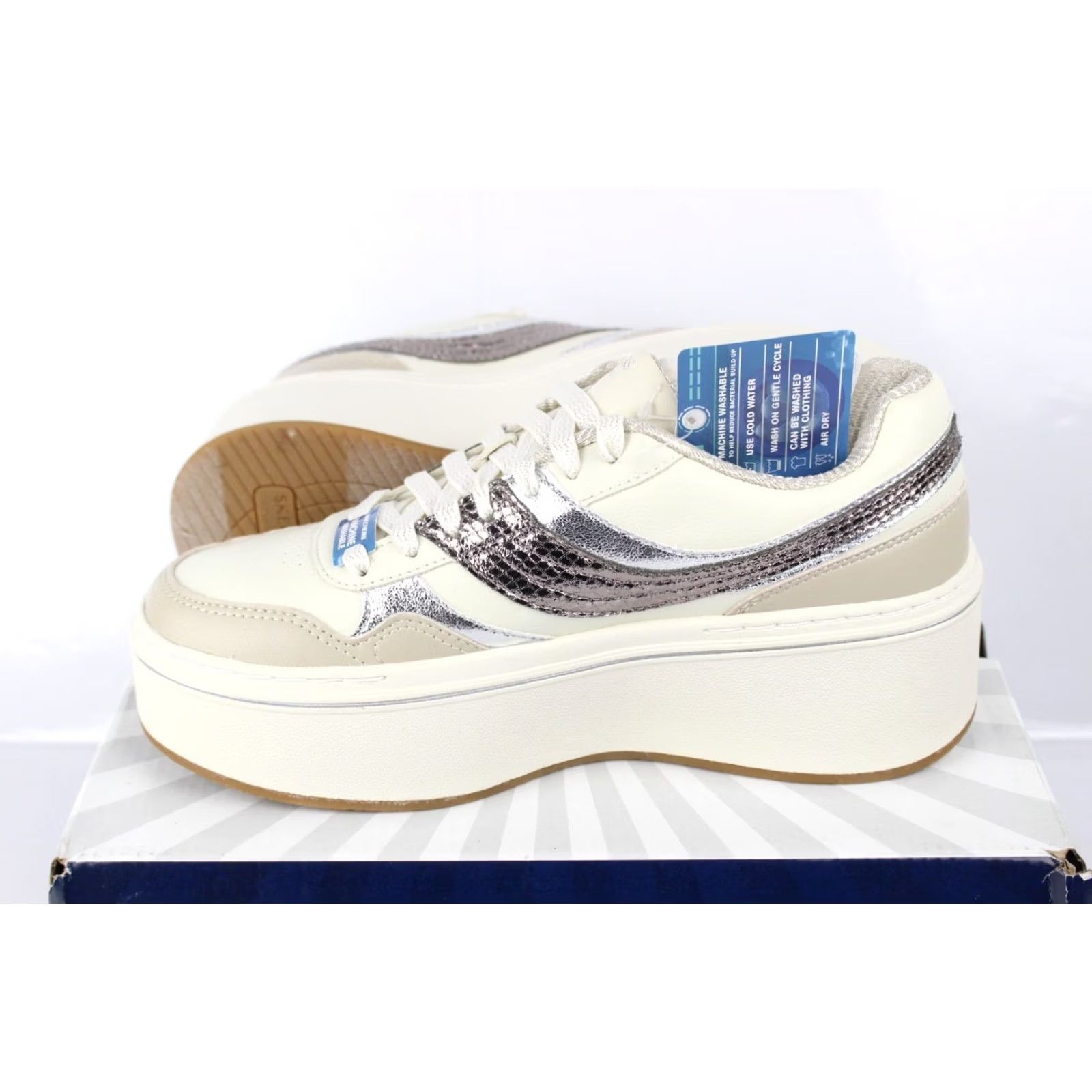SKECHERS Skechers Women's Paloma Shimmer Takes All Sneakers 7.5 Natural Taupe Size US 5 / IT 35 - 2 Thumbnail