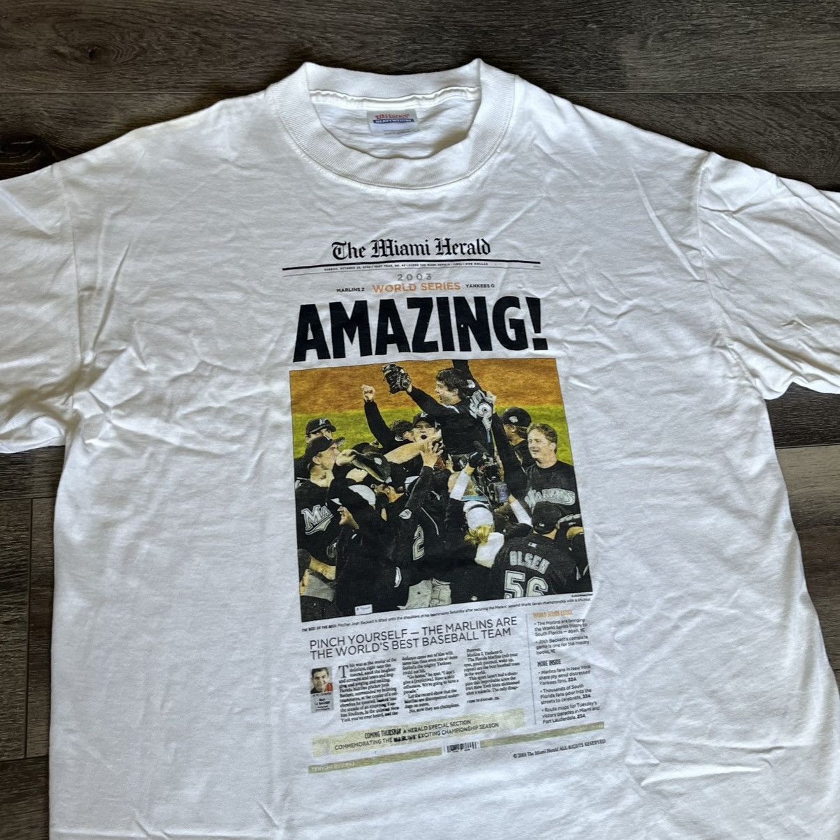 MLB Vintage 2003 Miami Herald Florida Marlins World Series Tee Size US M / EU 48-50 / 2 - 3 Thumbnail