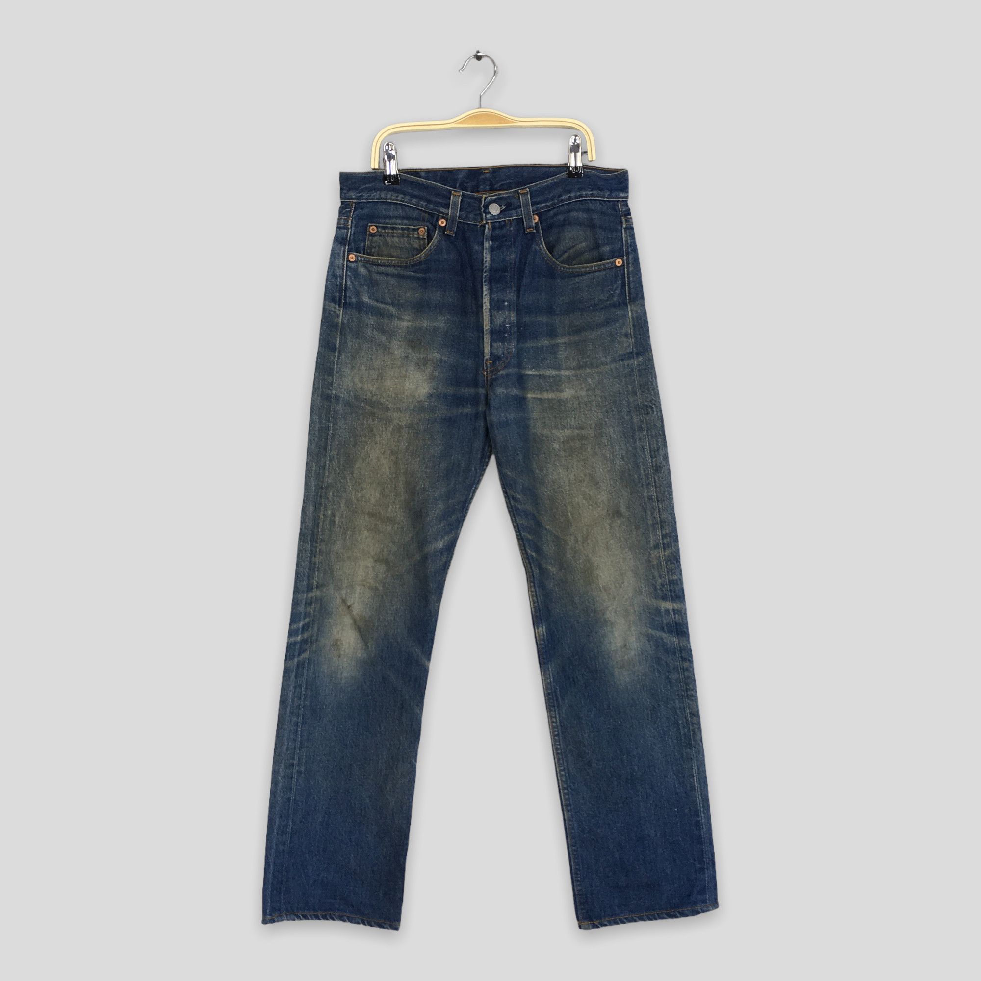 image of Size 29X29 Vintage Levi's 501 Faded Dirty Stonewash Jeans in Blue, Men's