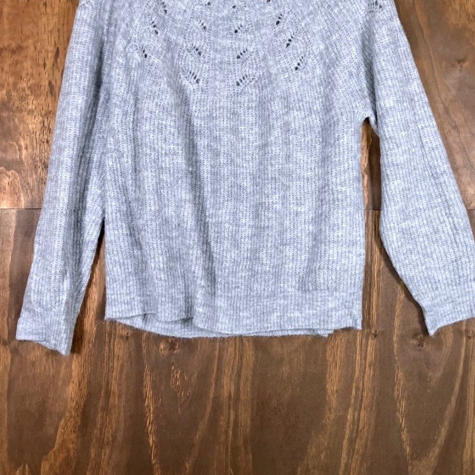 Vintage Knox Rose Womens Sweater Gray Scoop Neck Long Sleeve Open Knit Stretch Large Size L / US 10 / IT 46 - 3 Thumbnail