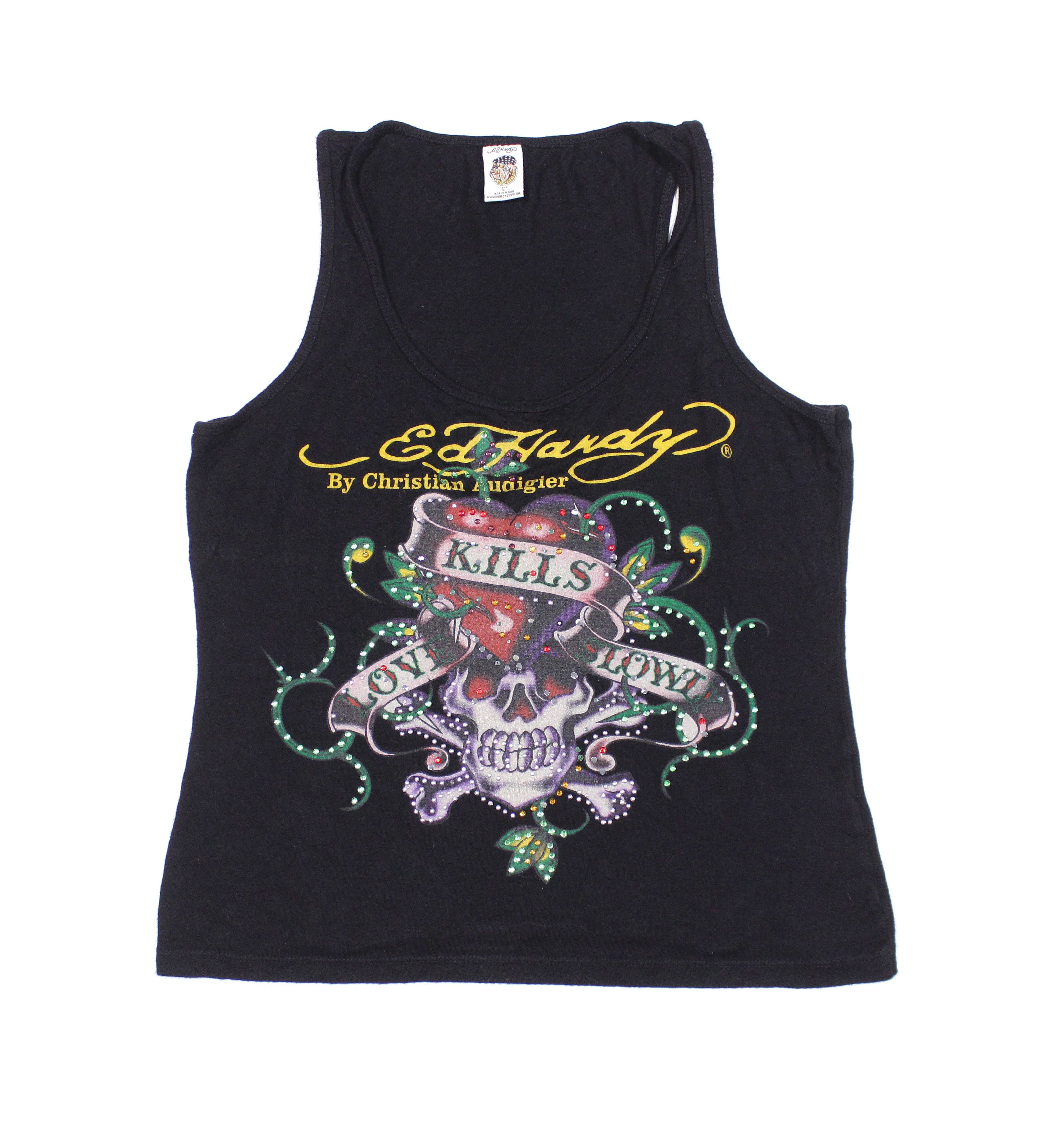 Christian Audigier Y2K Skull Logo Tank Top Vintage Made in USA Size L / US 10 / IT 46 - 1 Thumbnail