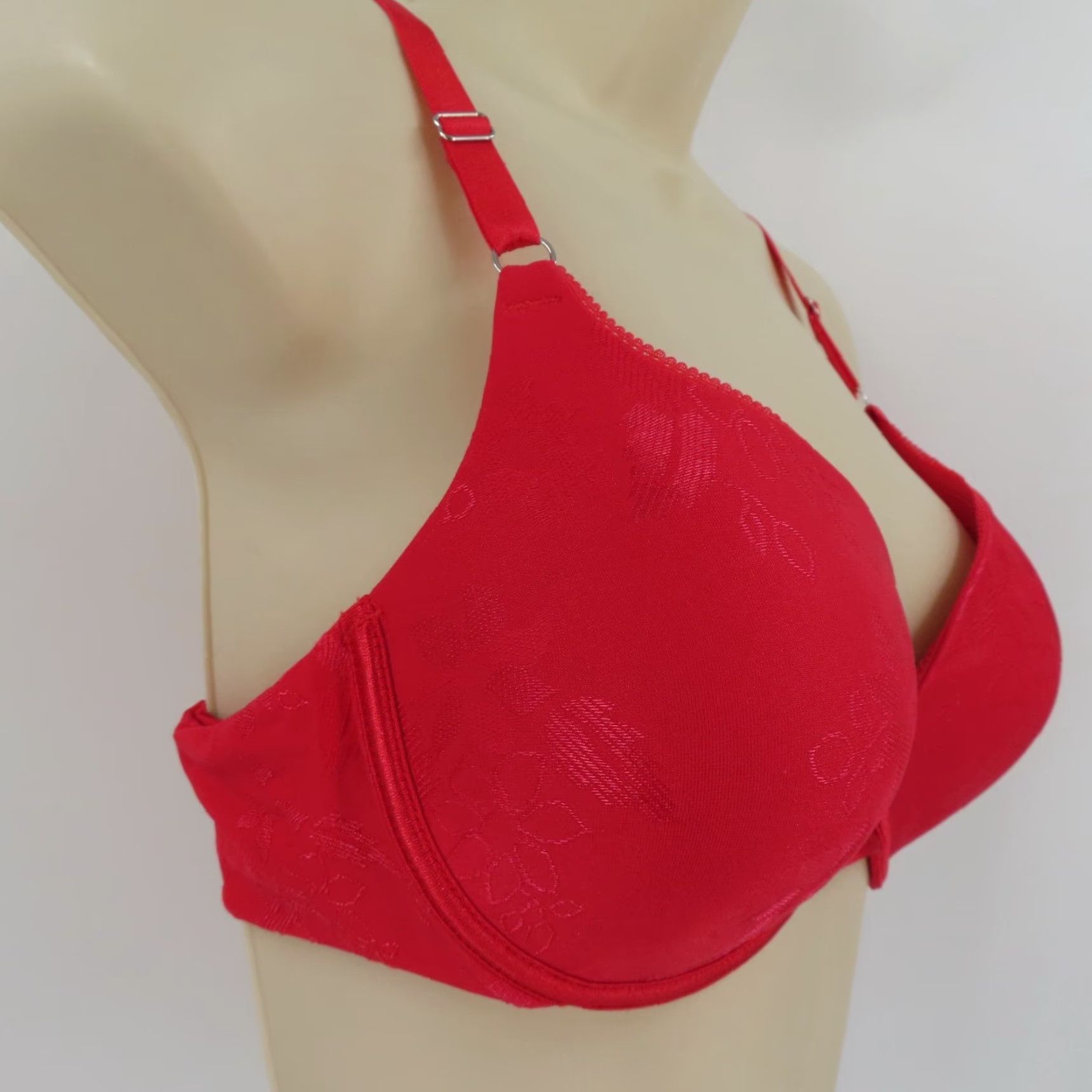 Vintage Lily of France Bra 36C Push Up Underwire Red Floral Pattern 2131101 Women Size ONE SIZE - 2 Thumbnail